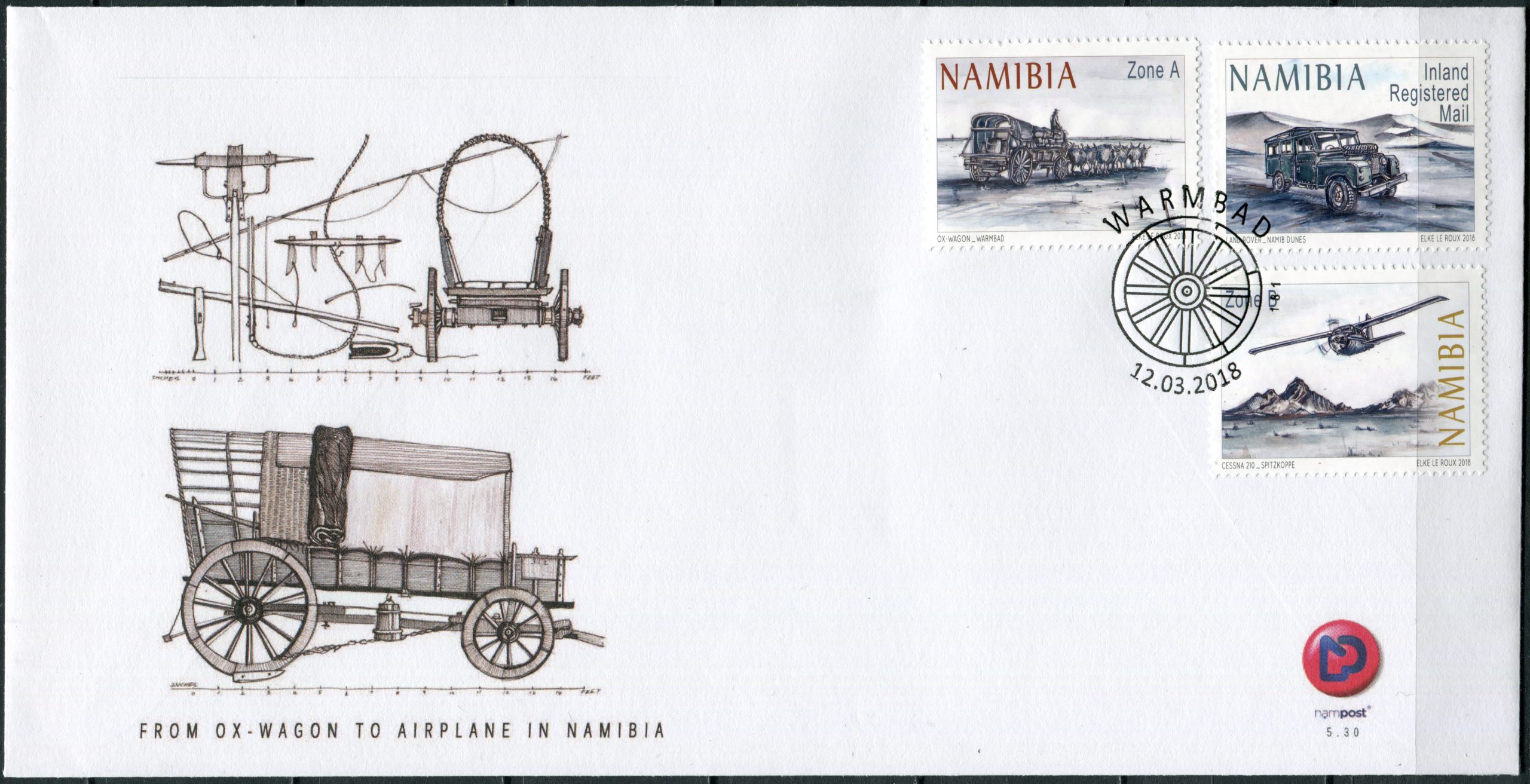 Namibia. 2018. Means of transport (Mint) First Day Cover