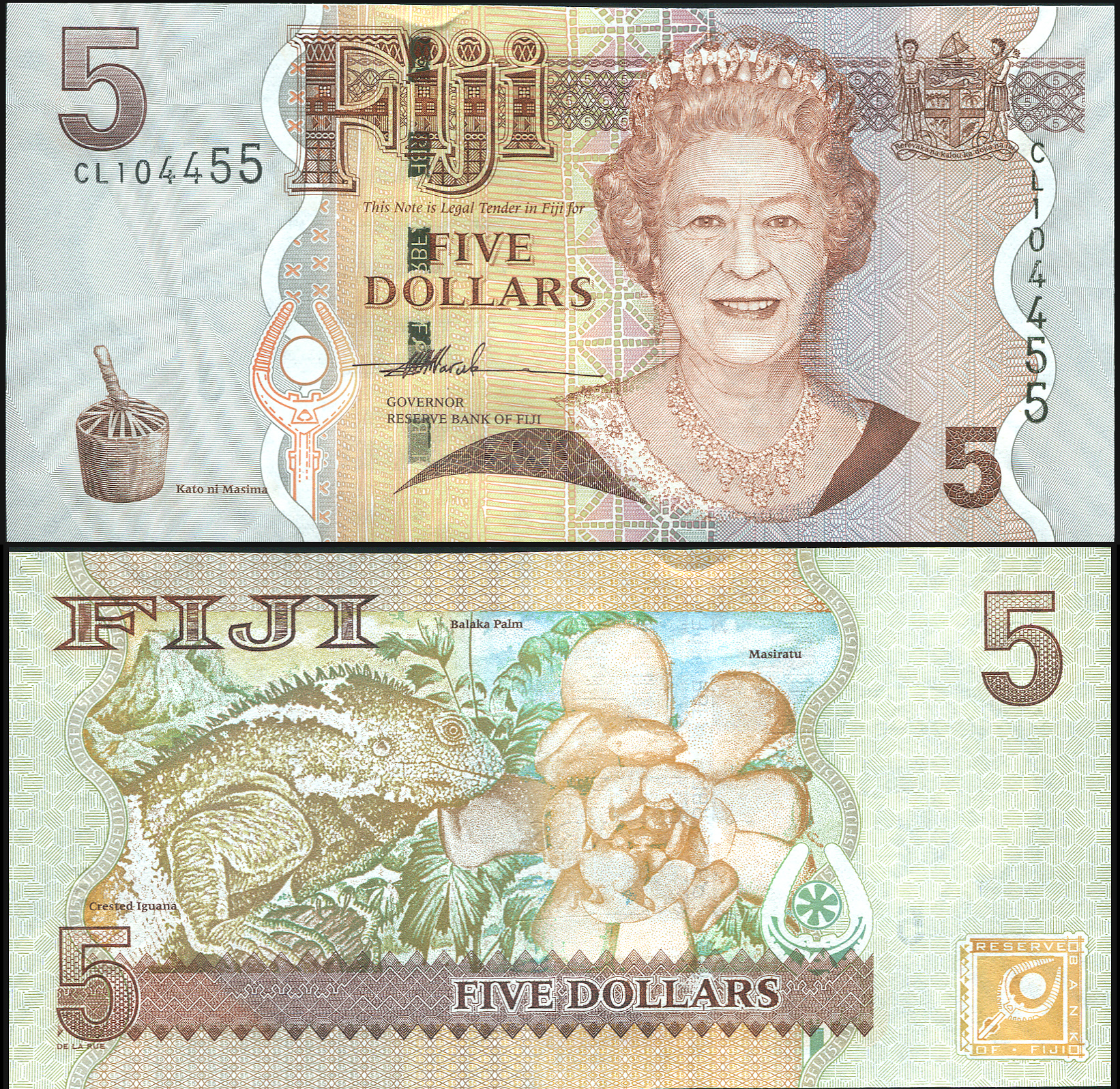 Фиджи Банкнота 5 долларов. ND (2007). Unc Бумага Кат# P.110a