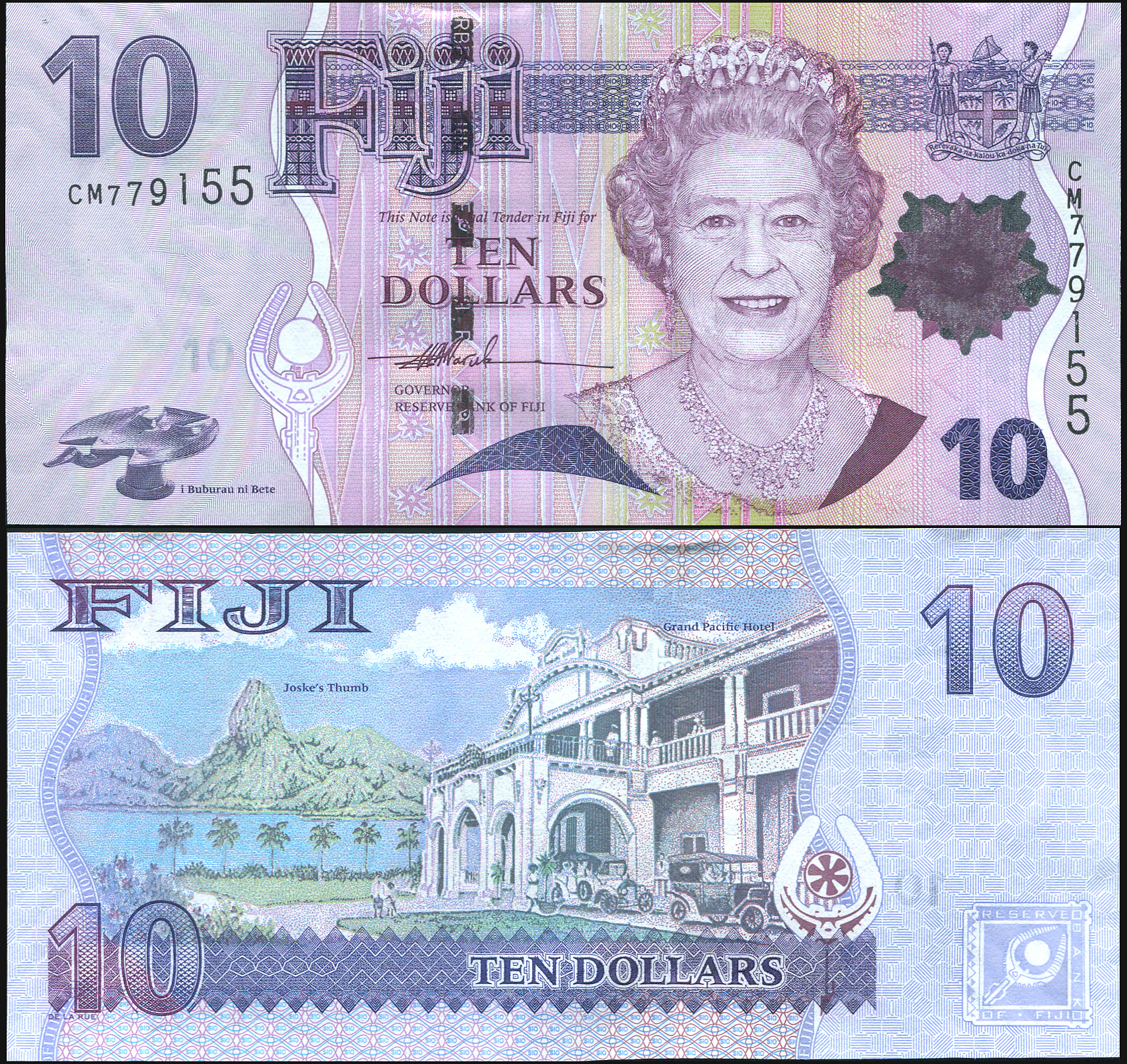 Фиджи Банкнота 10 долларов. ND (2007). Unc Бумага Кат# P.111a