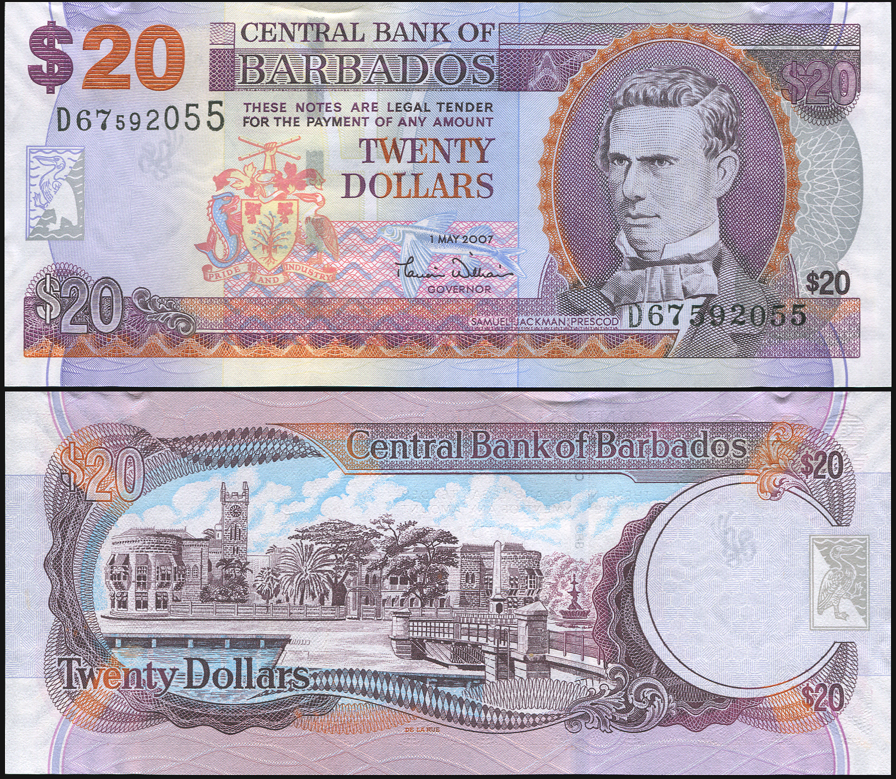 Барбадос Банкнота 20 долларов. 01.05.2007. Unc Бумага Кат# P.69a