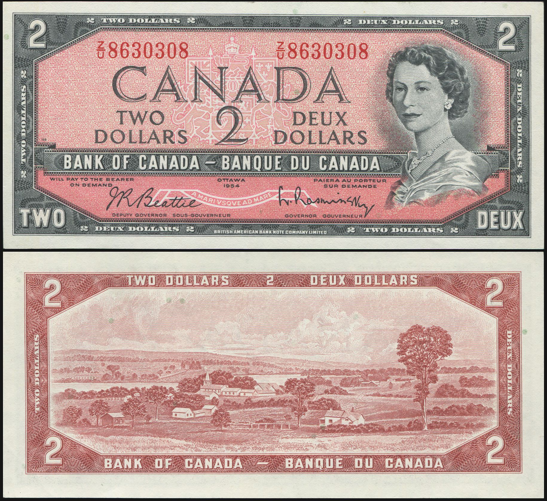Канада Банкнота 2 доллара. 1954 (1961). Unc Бумага Кат# P.76b