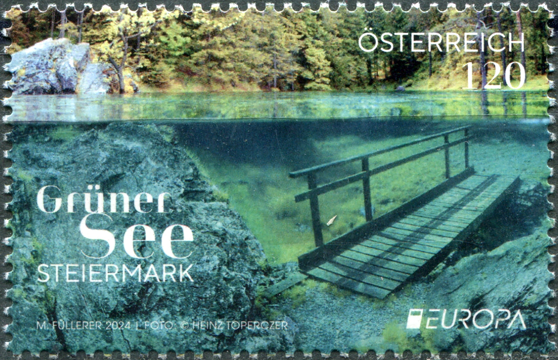 Австрия 2024. Подводная флора и фауна. Озеро Грюнер-Зе. MNH OG Почтовая марка
