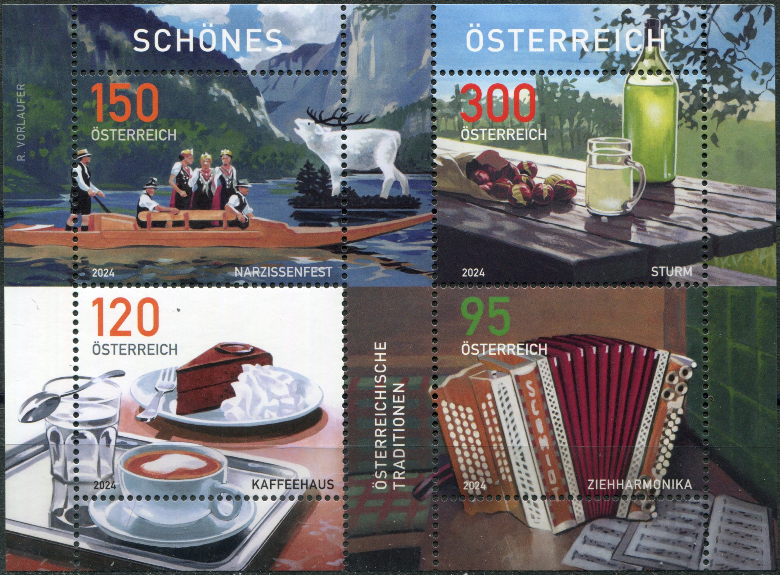 Австрия 2024. Прекрасная Австрия. Австрийские традиции. MNH OG Почтовый блок