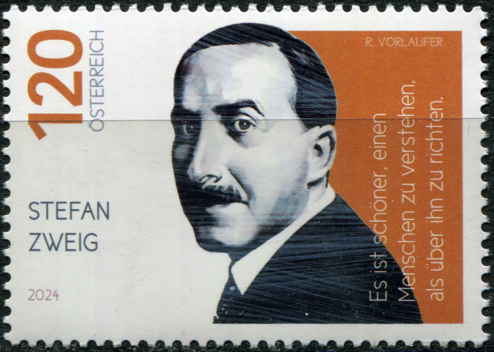 Австрия 2024. Стефан Цвейг (1881-1942), писатель. MNH OG Почтовая марка