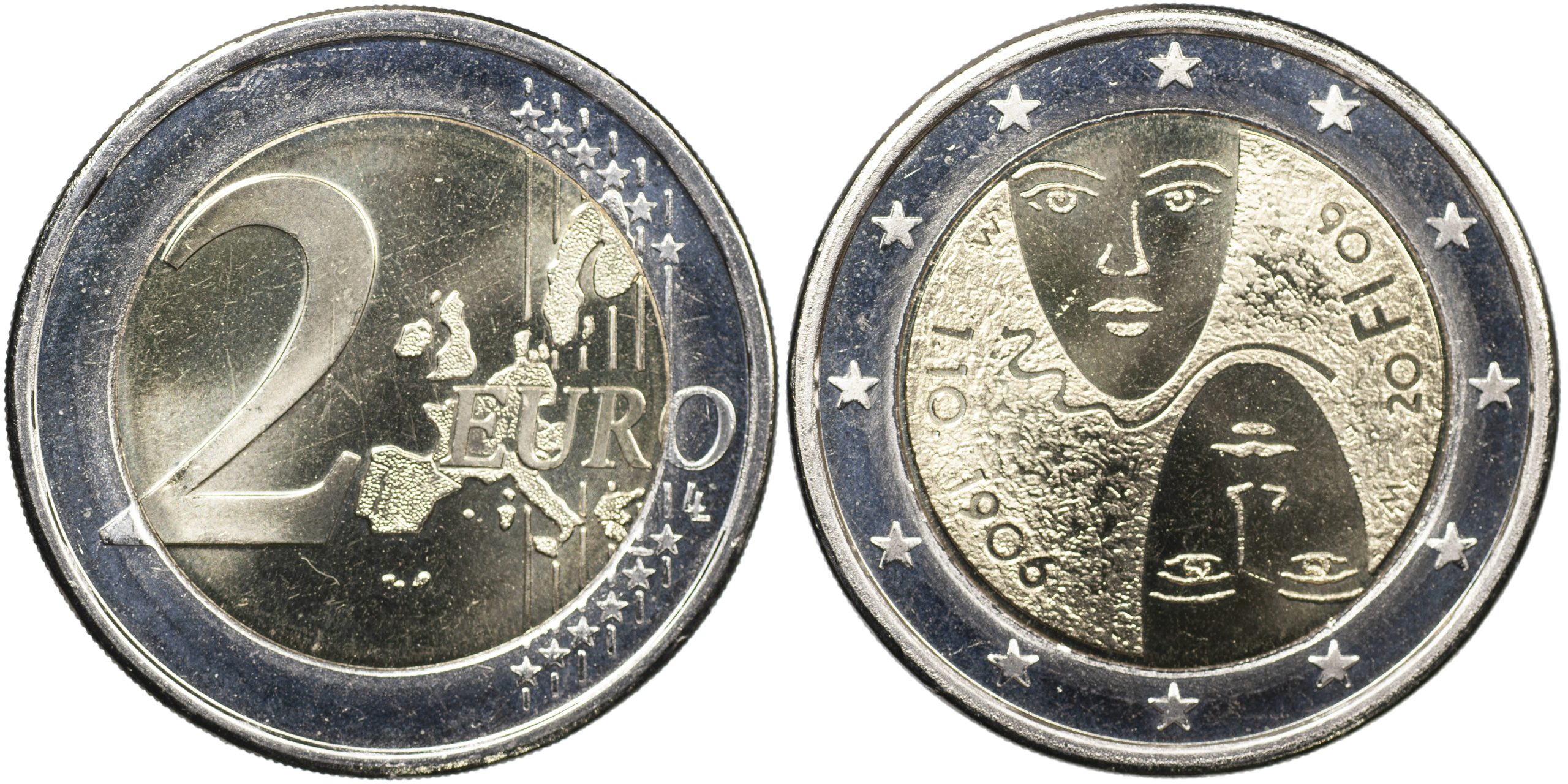 Финляндия Монета 2 евро. 2006 (Unc. Биметалл) 100 лет Парламентской Реформы