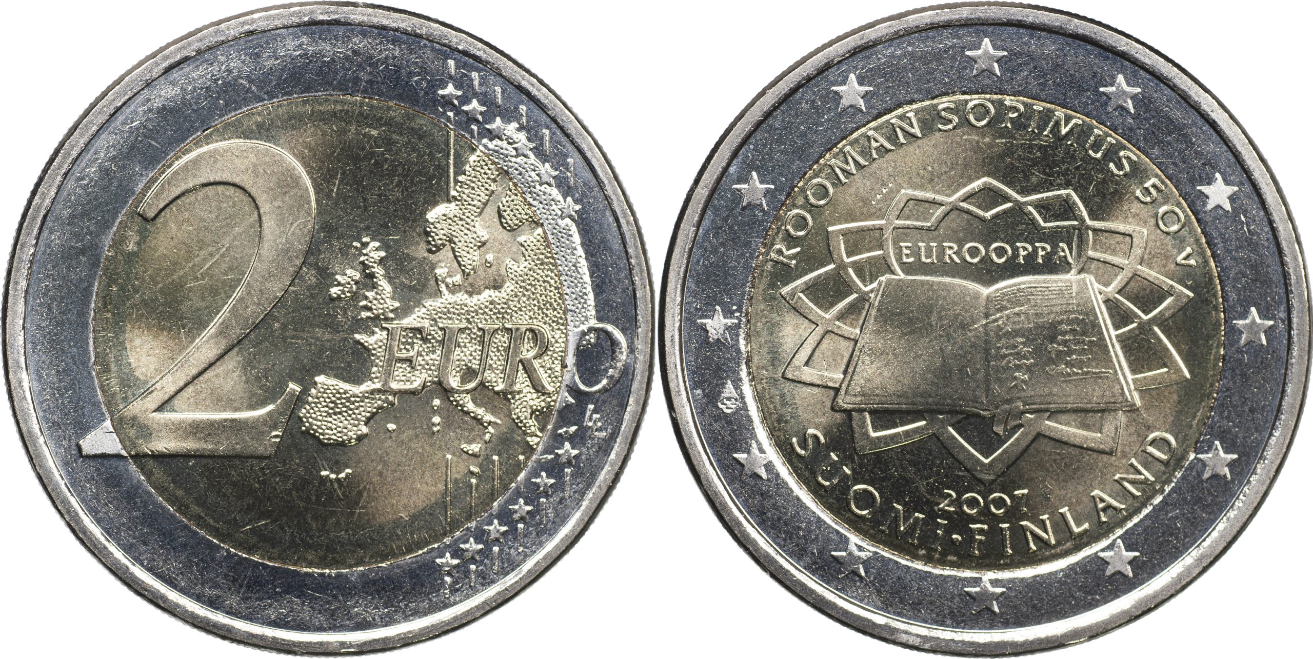 Финляндия Монета 2 евро. 2007 (Unc. Биметалл) 50 лет со дня подписания Римского договора