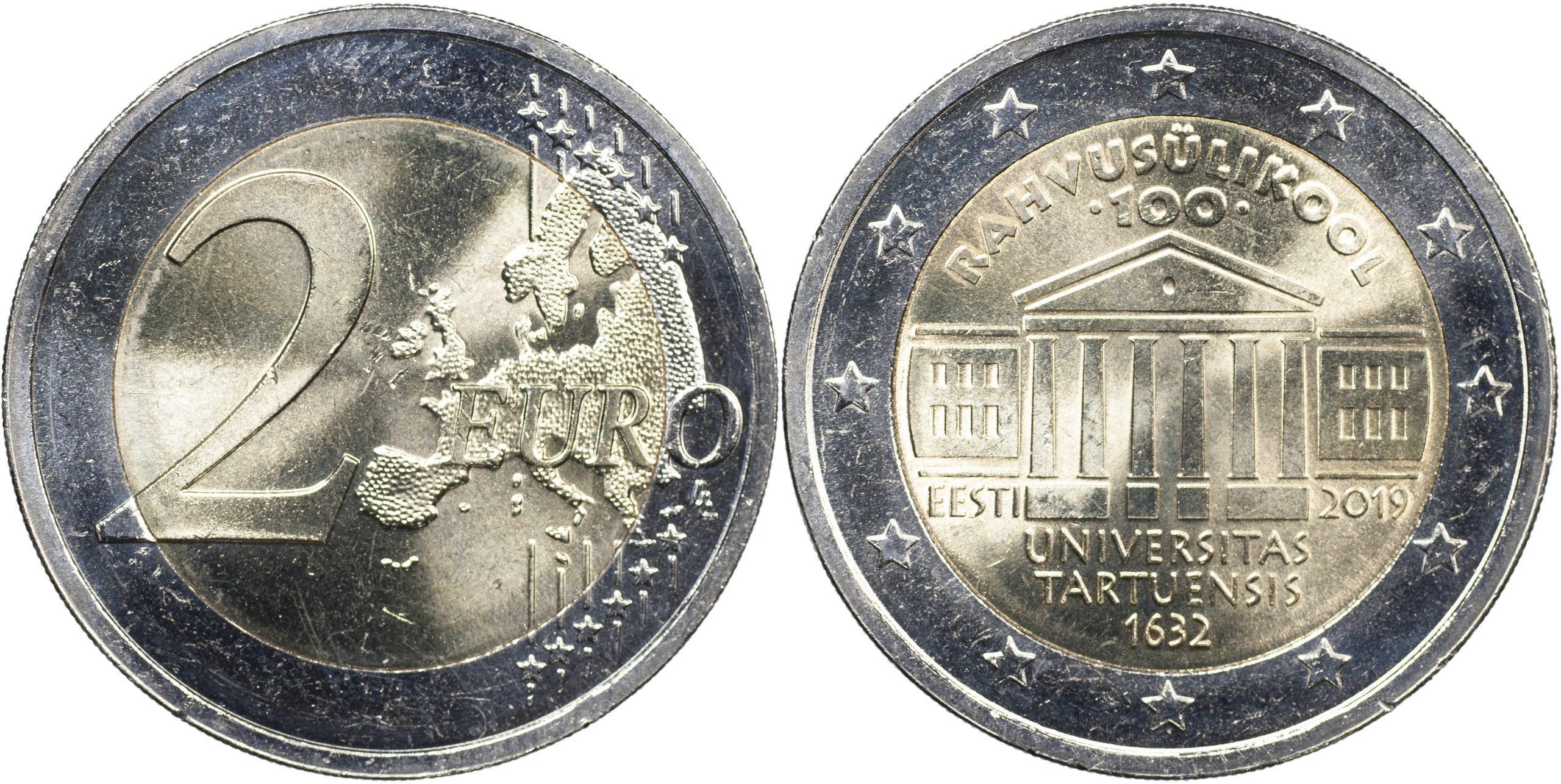 Эстония Монета 2 евро. 2019 (Unc. Биметалл) 100-летие Тартуского университета