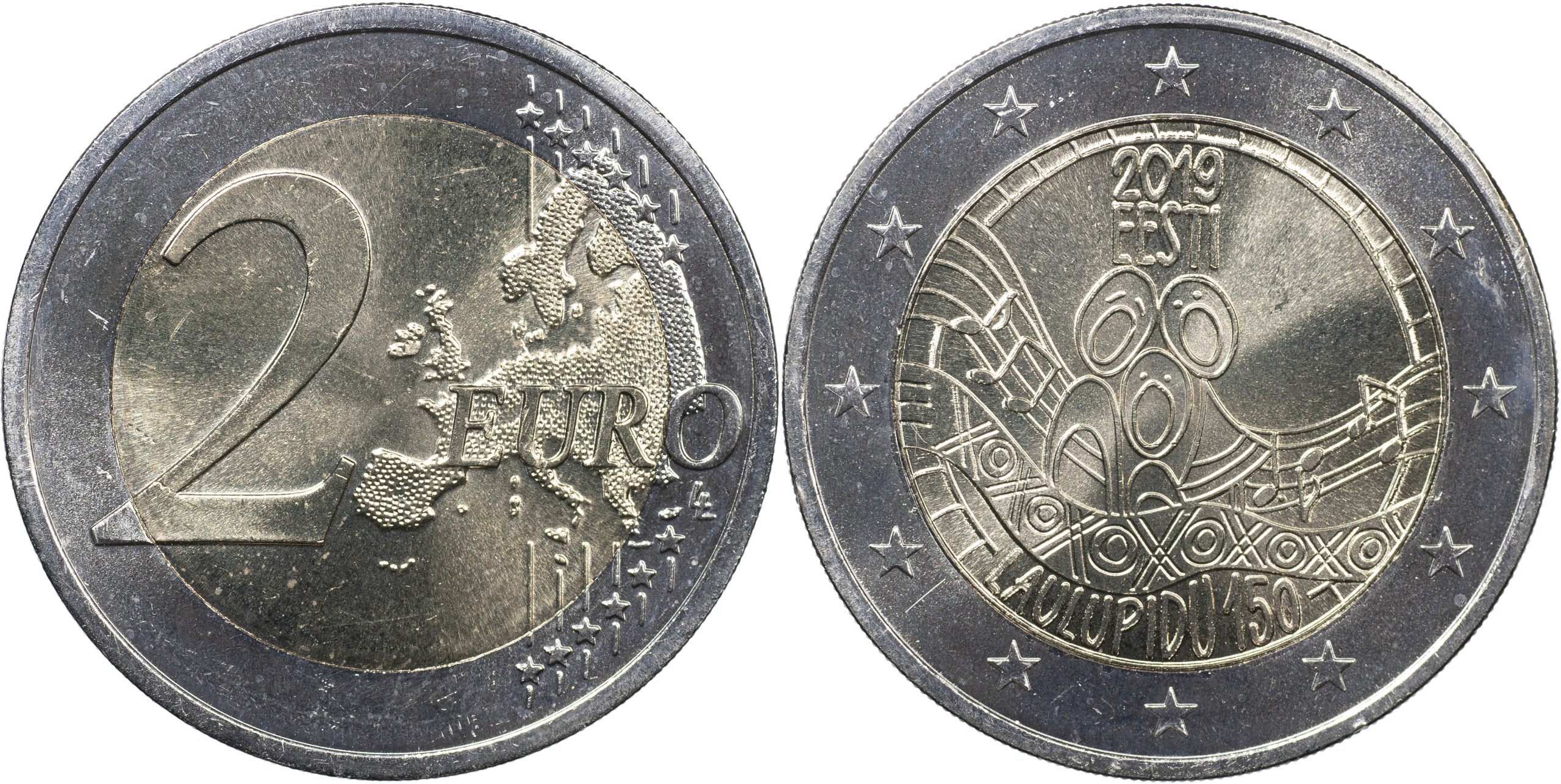 Эстония Монета 2 евро. 2019 (Unc. Биметалл) 150-летие эстонского Праздника песни