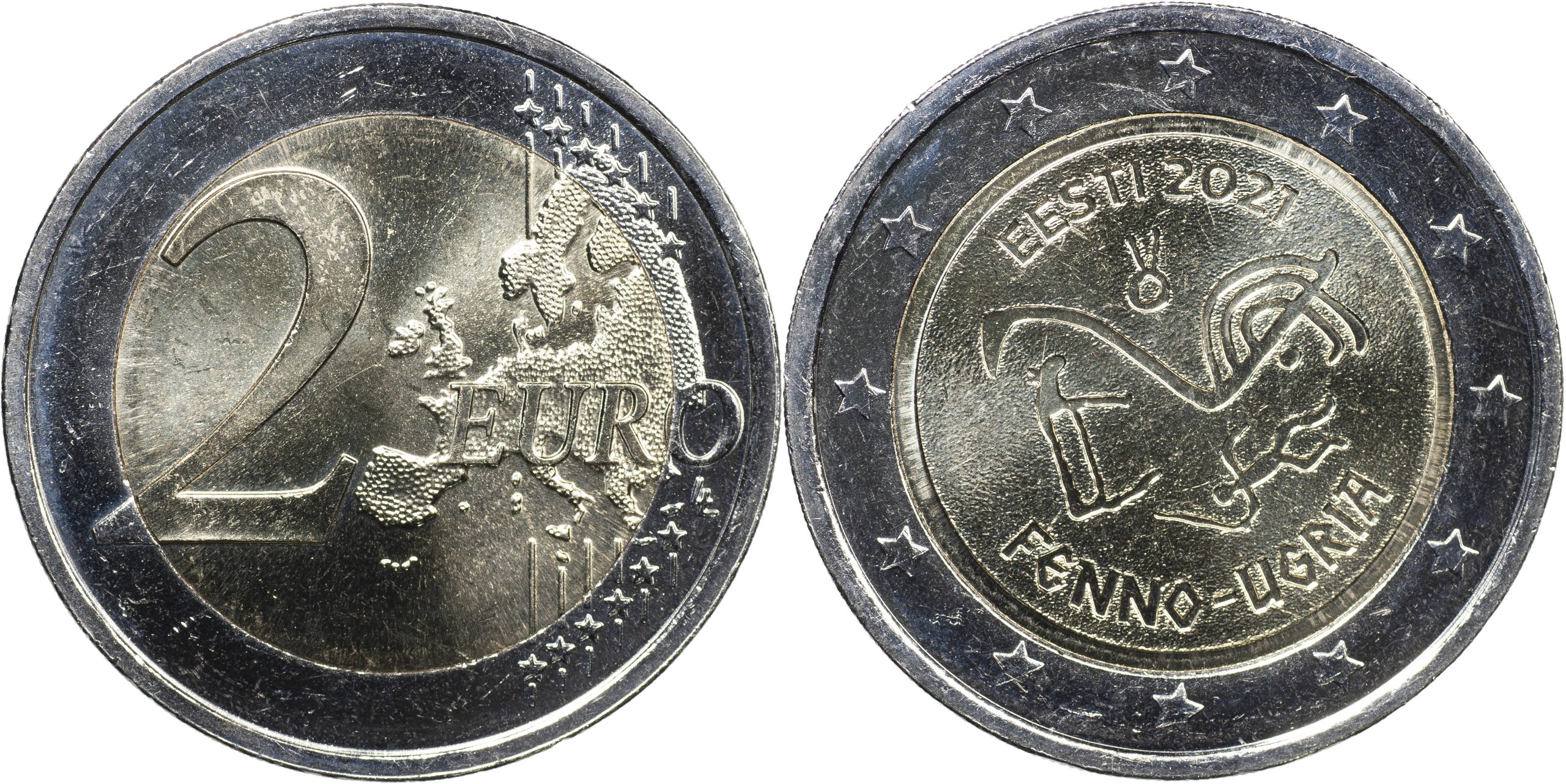 Эстония Монета 2 евро. 2021 (Unc. Биметалл) Финно-угорские народы