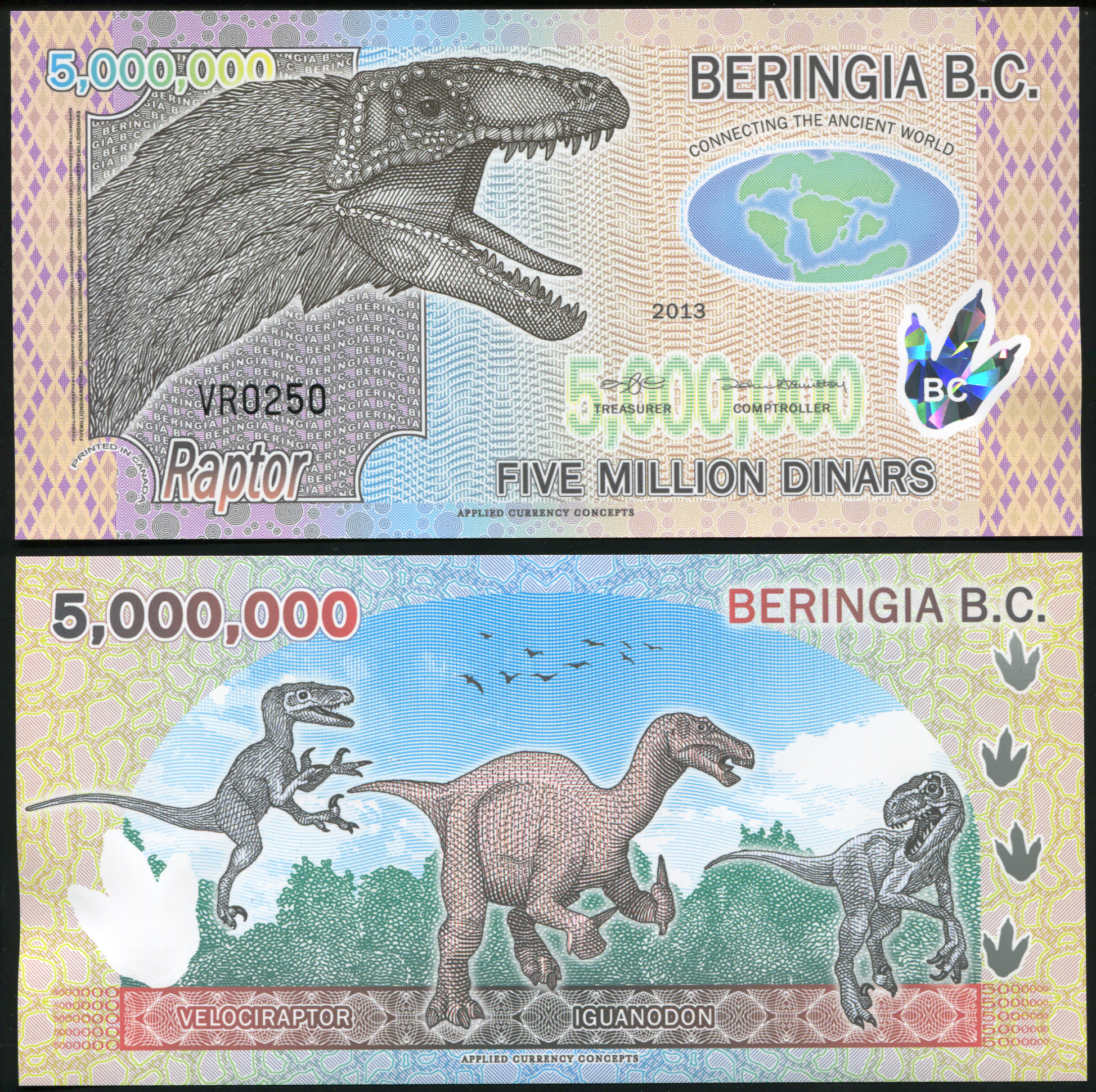 Берингия. Банкнота 5000000 динаров. 2013. Unc. Пластик. Кат# P.NL