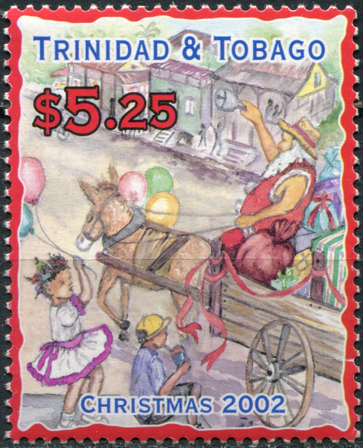 Тринидад и Тобаго 2002. Рождество. Дети приветствуют Санта Клауса. MNH OG Почтовая марка