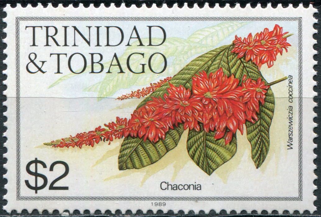 Тринидад и Тобаго 1989. Цветы. Варшевичия алая. MNH OG Почтовая марка