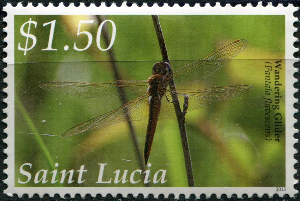 Сент-Люсия 2013. Бродяжка рыжая (Pantala flavescens). MNH OG Почтовая марка