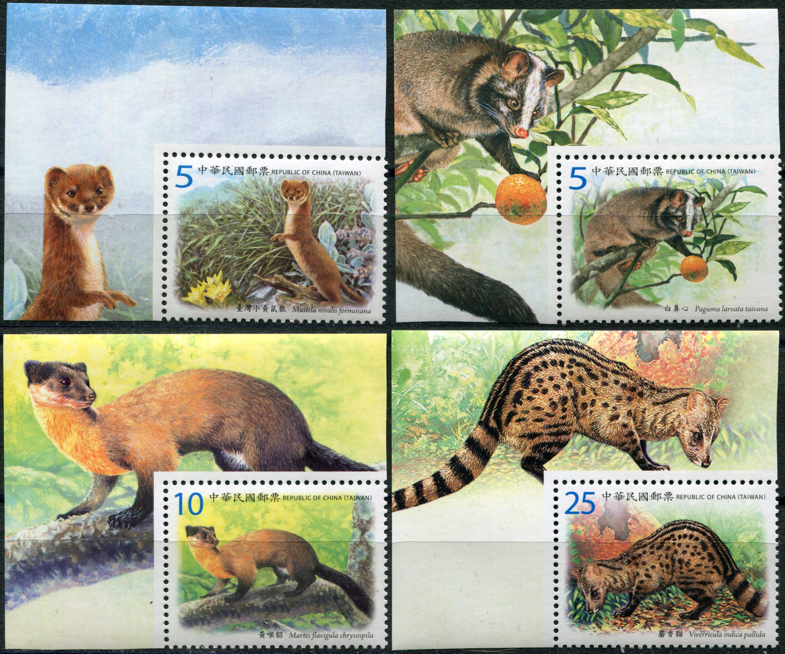 Тайвань 2012. Защита млекопитающих в Тайване. MNH OG Набор из 4 марок