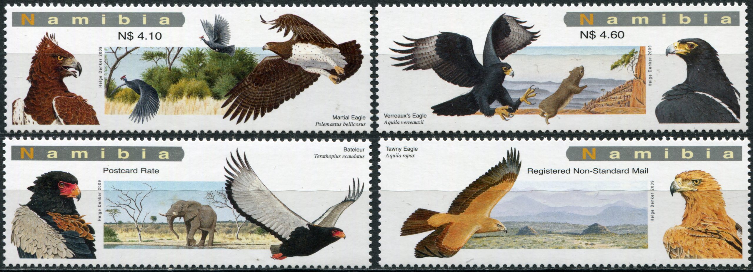 Намибия 2009. Орлы Намибии. MNH OG Набор из 4 марок