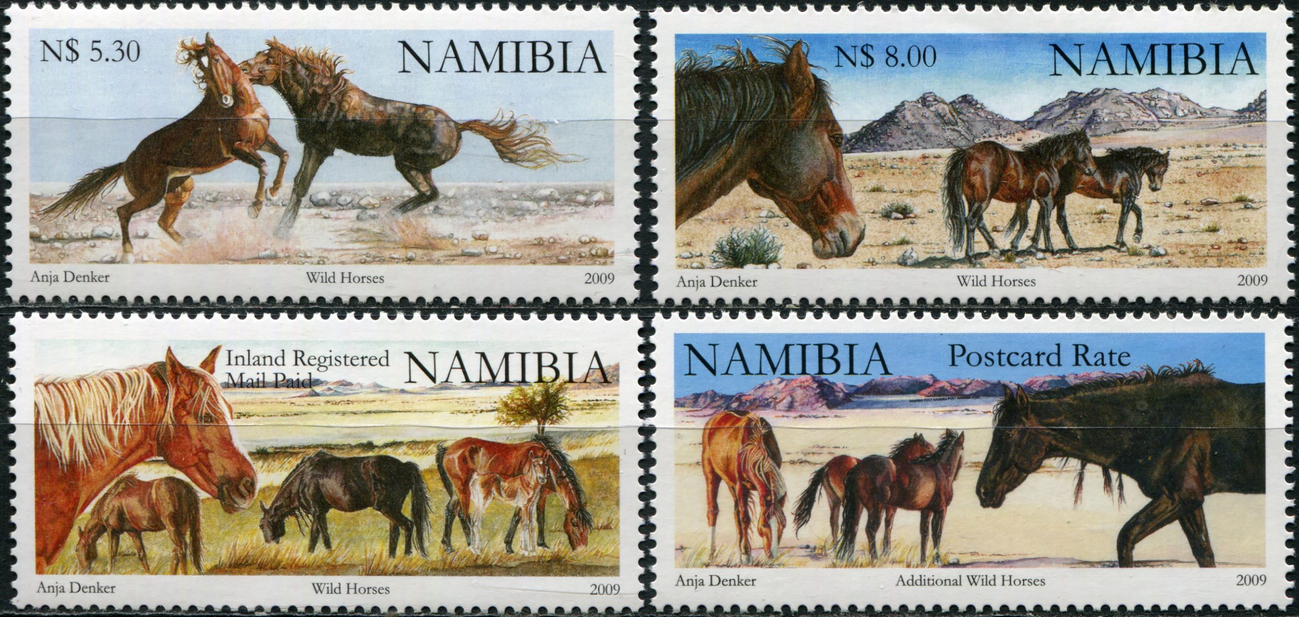 Намибия 2009. Дикие лошади Намибии. MNH OG Набор из 4 марок