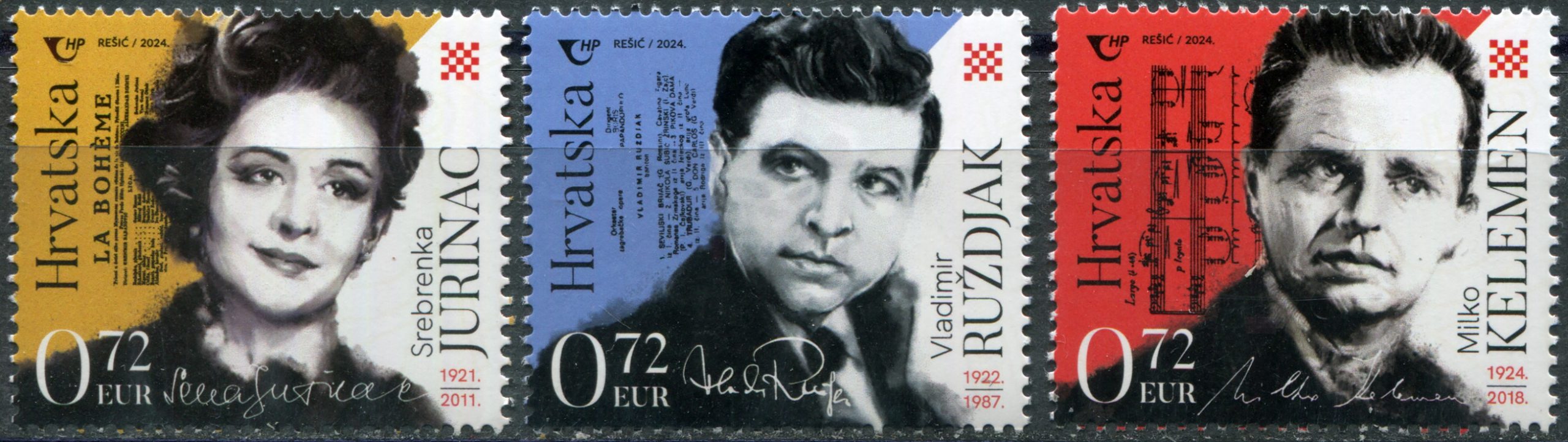 Хорватия 2024. Известные хорватские музыканты. MNH OG Набор из 3 марок
