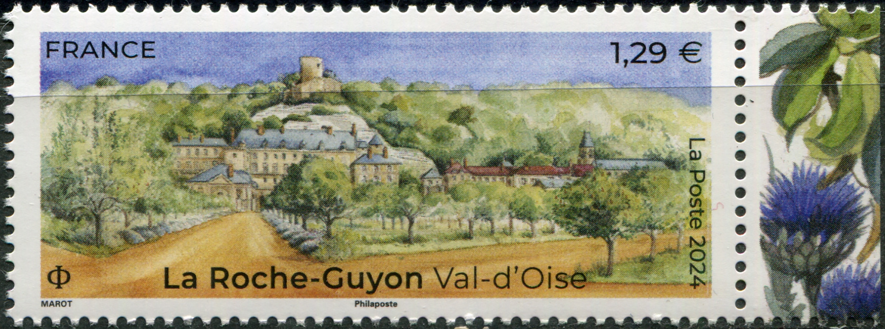 Франция 2024. Вид на Ла-Рош-Гийон. MNH OG Почтовая марка