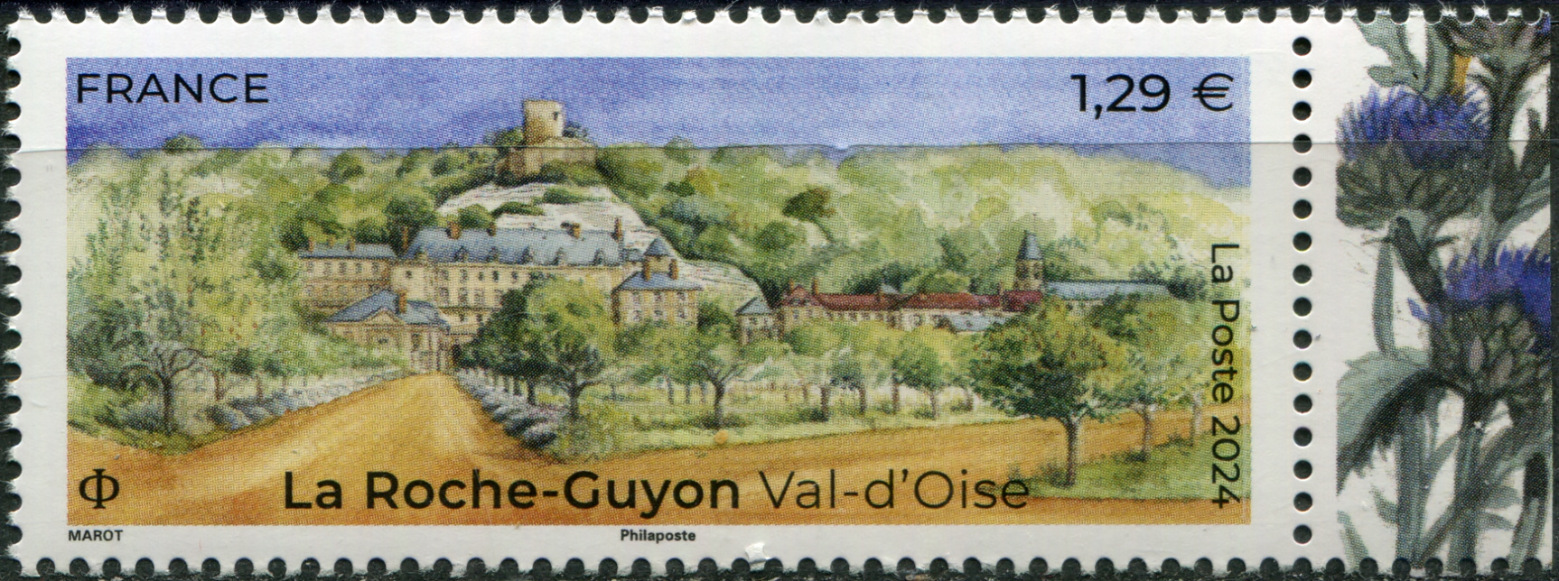 Франция 2024. Вид на Ла-Рош-Гийон (I). MNH OG Почтовая марка