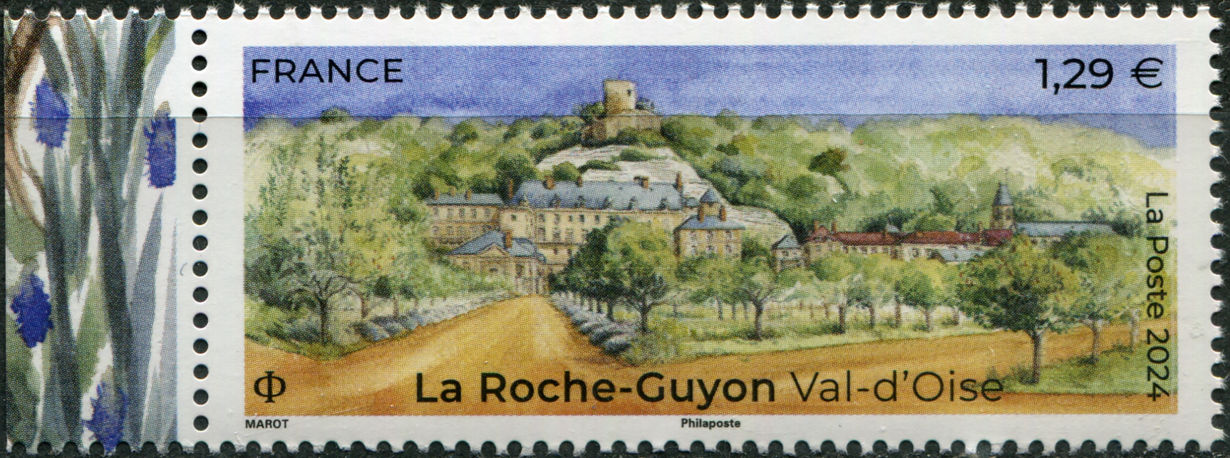 Франция 2024. Вид на Ла-Рош-Гийон (III). MNH OG Почтовая марка