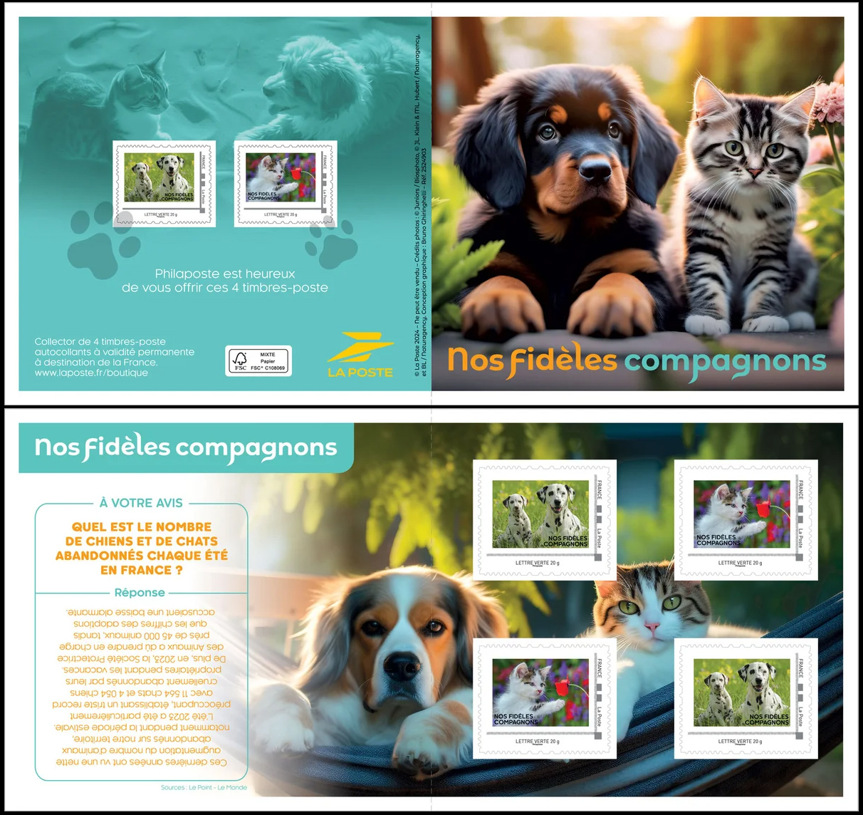 Франция 2024. Наши верные друзья. MNH OG Марочный буклет