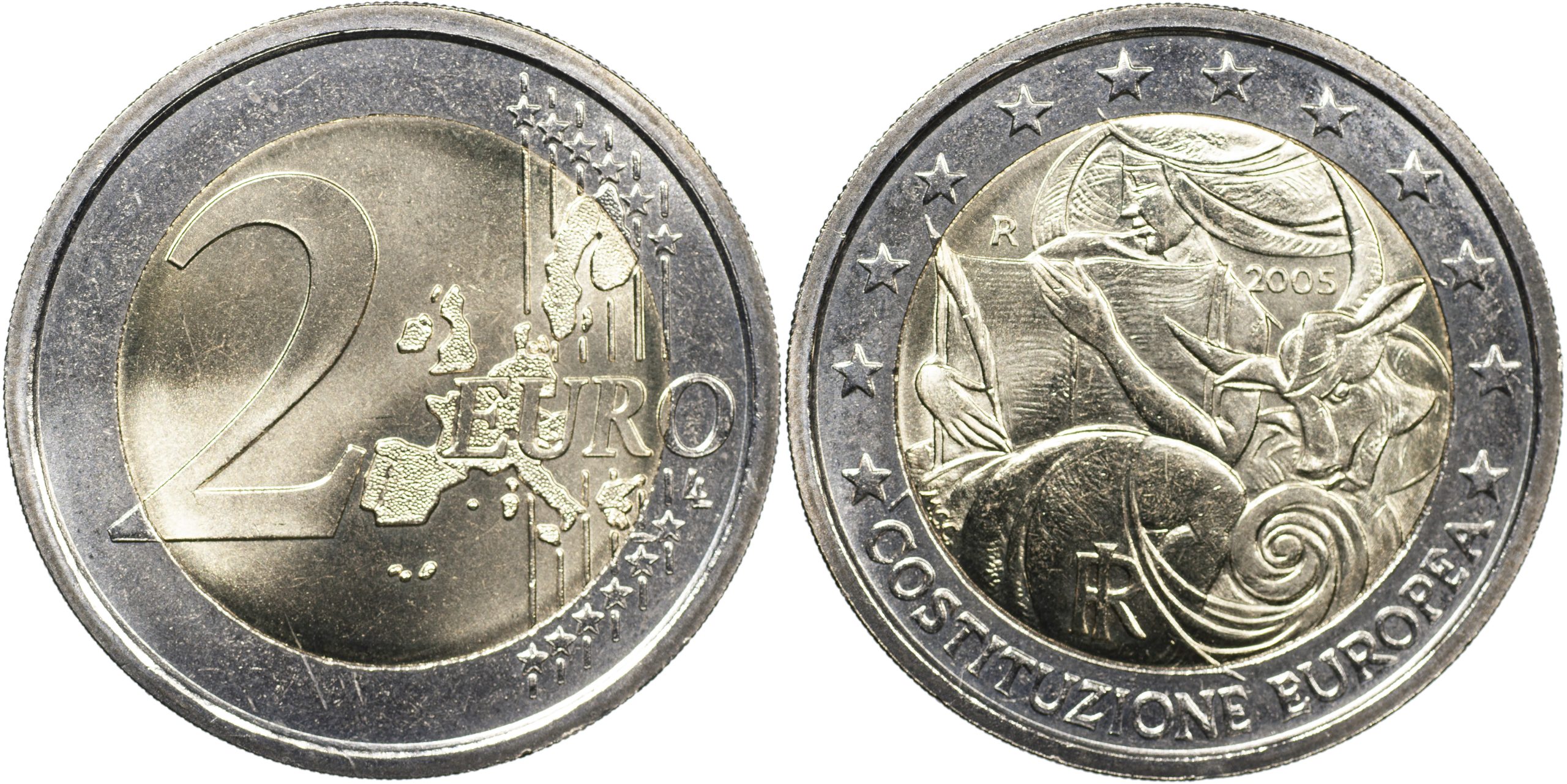 Италия Монета 2 евро. 2005 (Unc. Биметалл) Европейская конституция