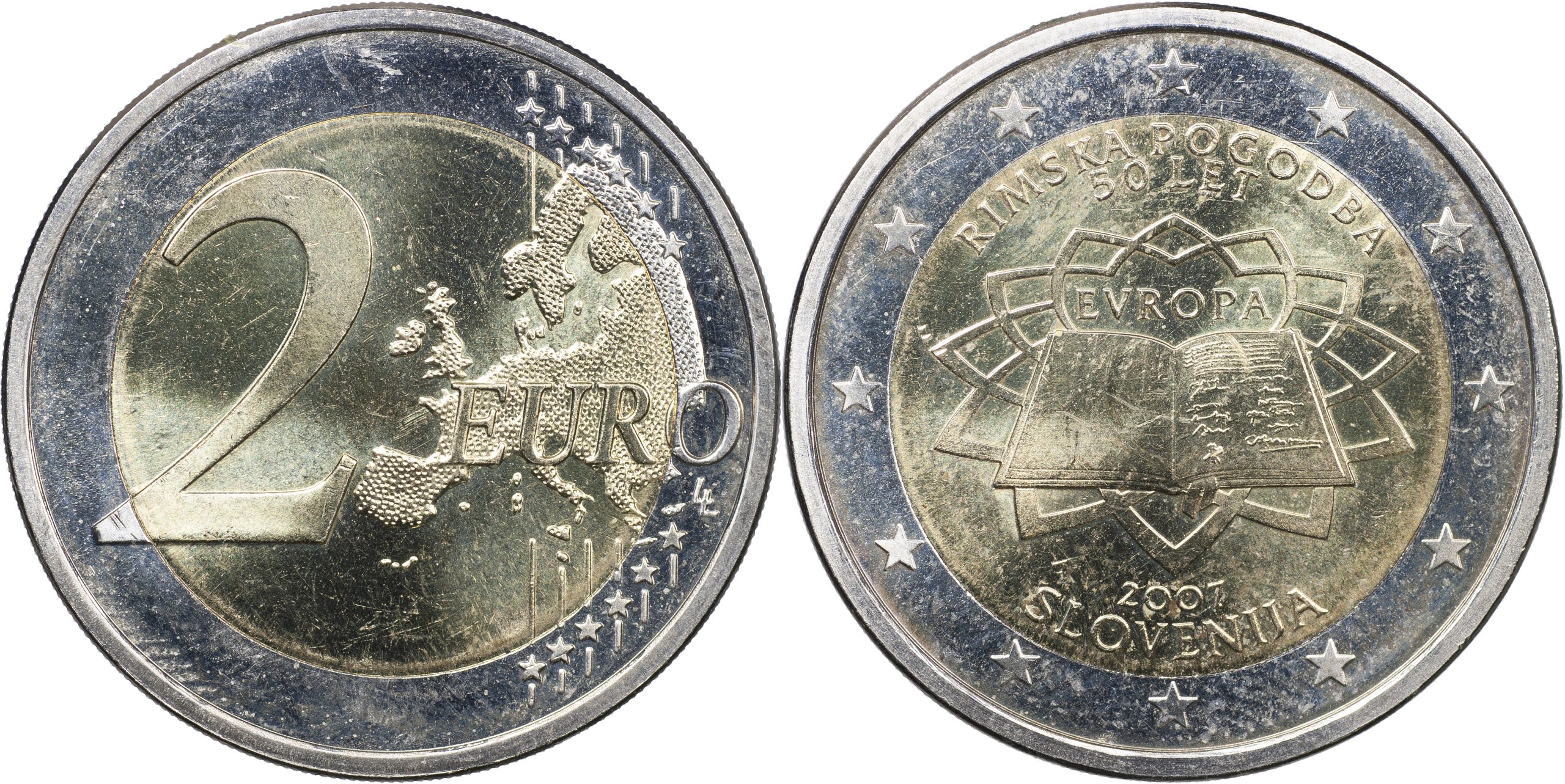 Словения Монета 2 евро. 2007 (Unc. Биметалл) 50 лет со дня подписания Римского договора