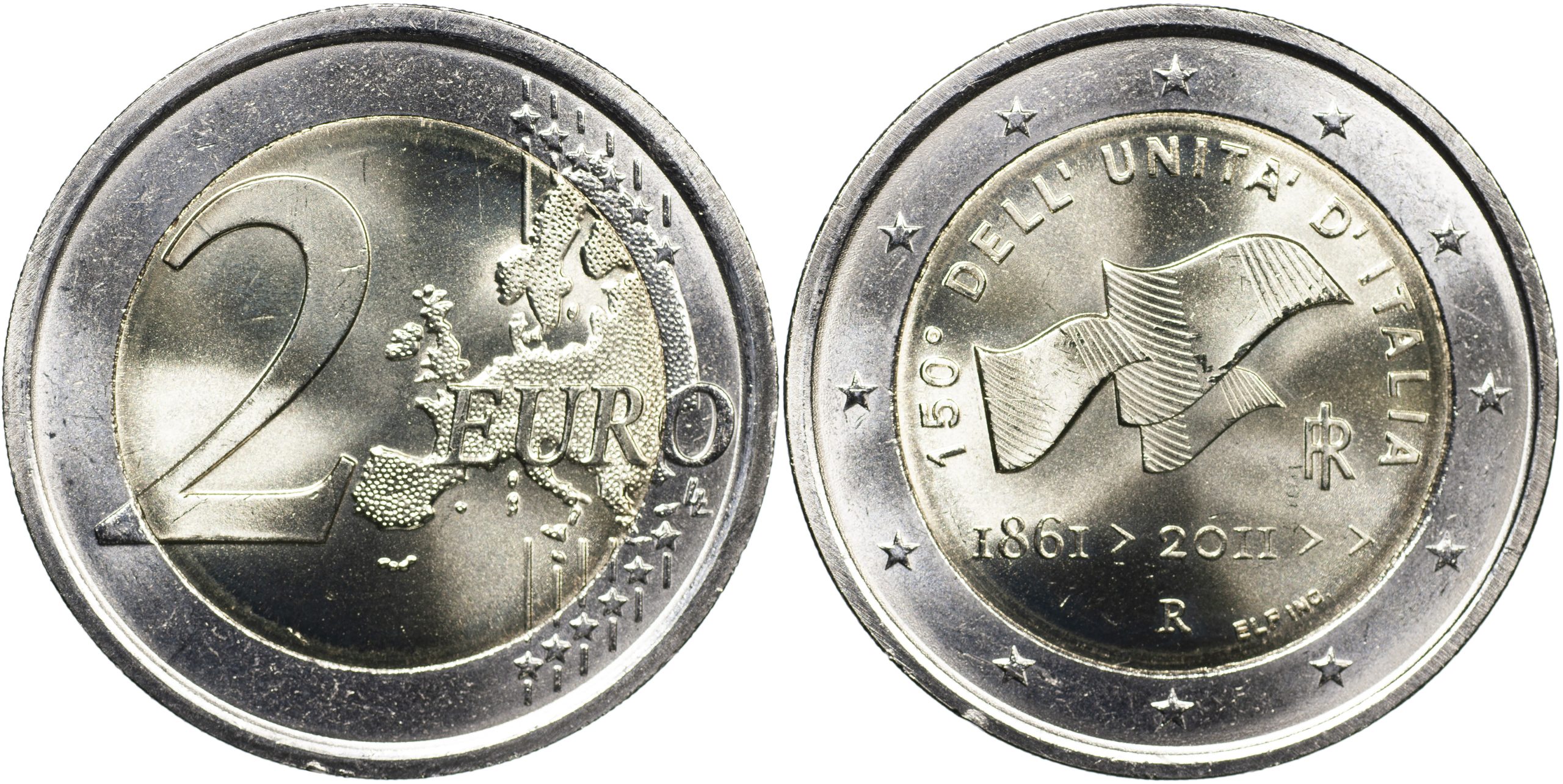 Италия Монета 2 евро. 2011 (Unc. Биметалл) 150 лет объединению Италии