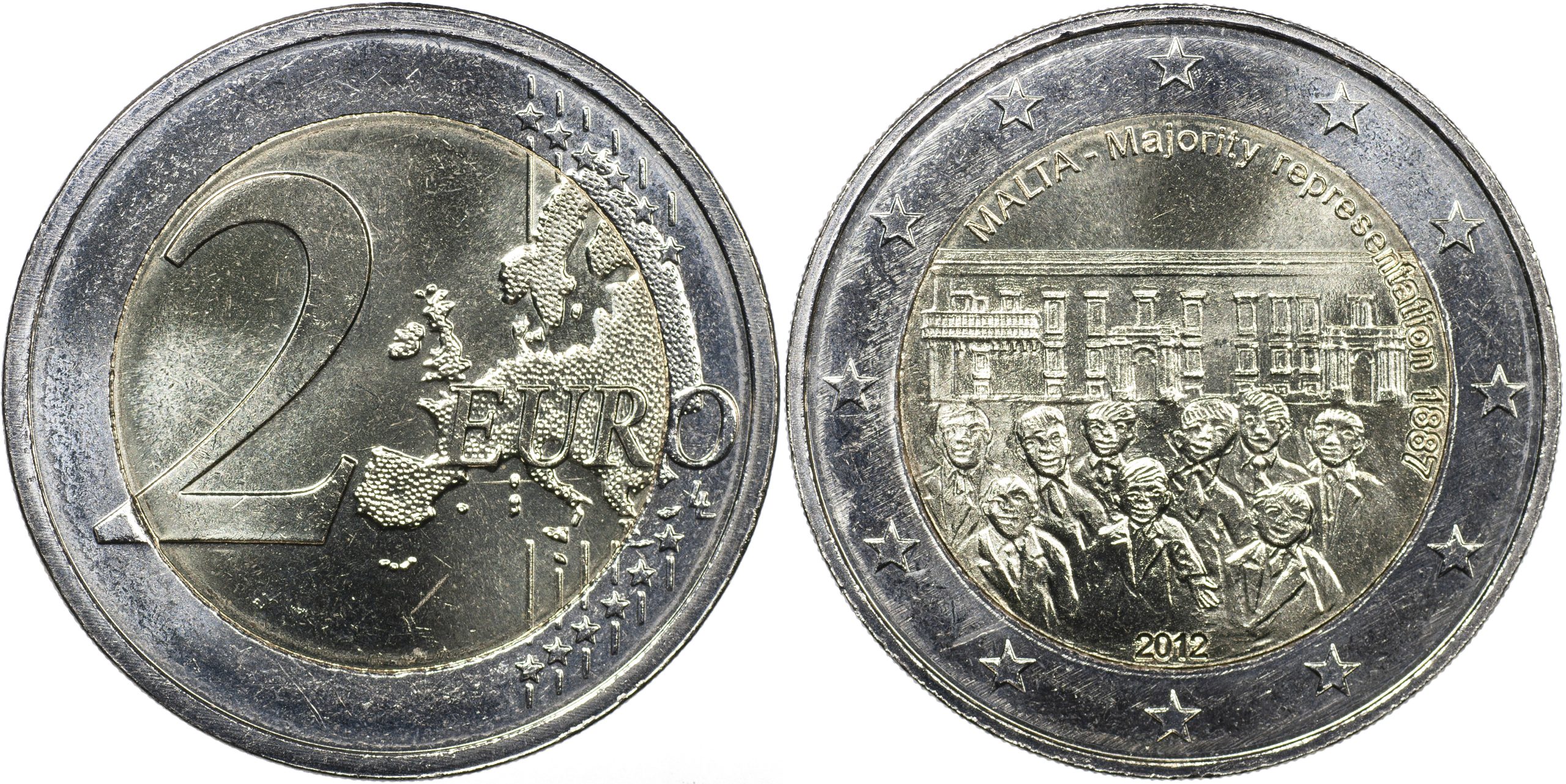Мальта Монета 2 евро. 2012 (Unc. Биметалл) Совет большинства 1887 года