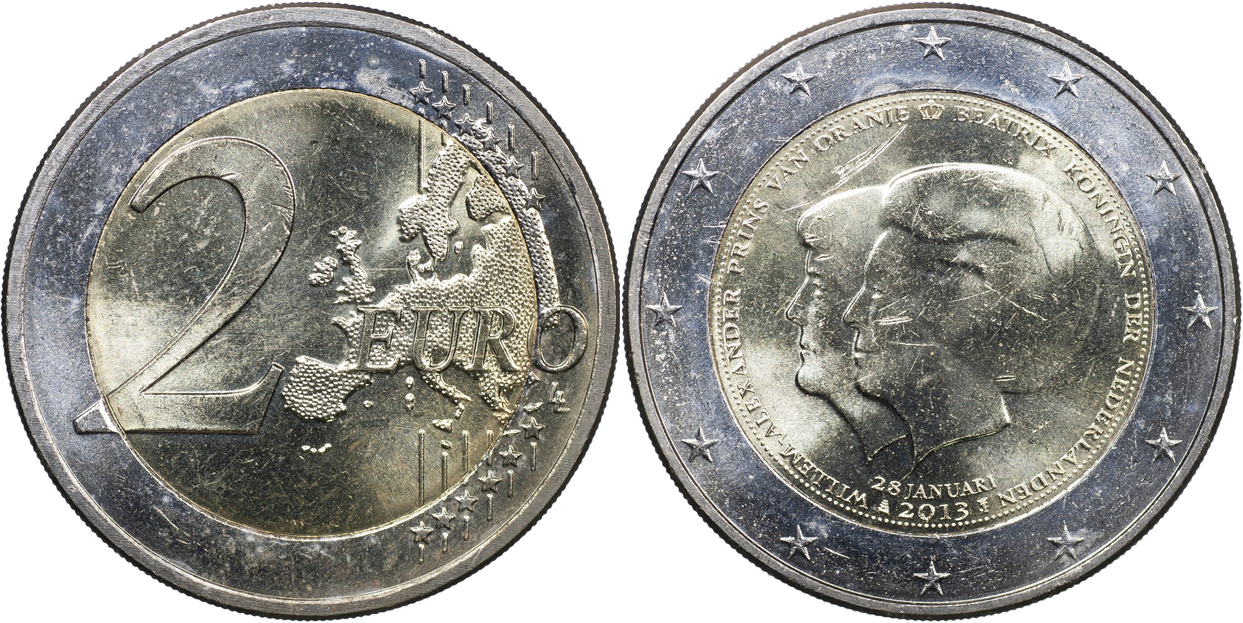 Нидерланды Монета 2 евро. 2013 (Unc. Биметалл) Отречение королевы Нидерландов Беатрикс от престола