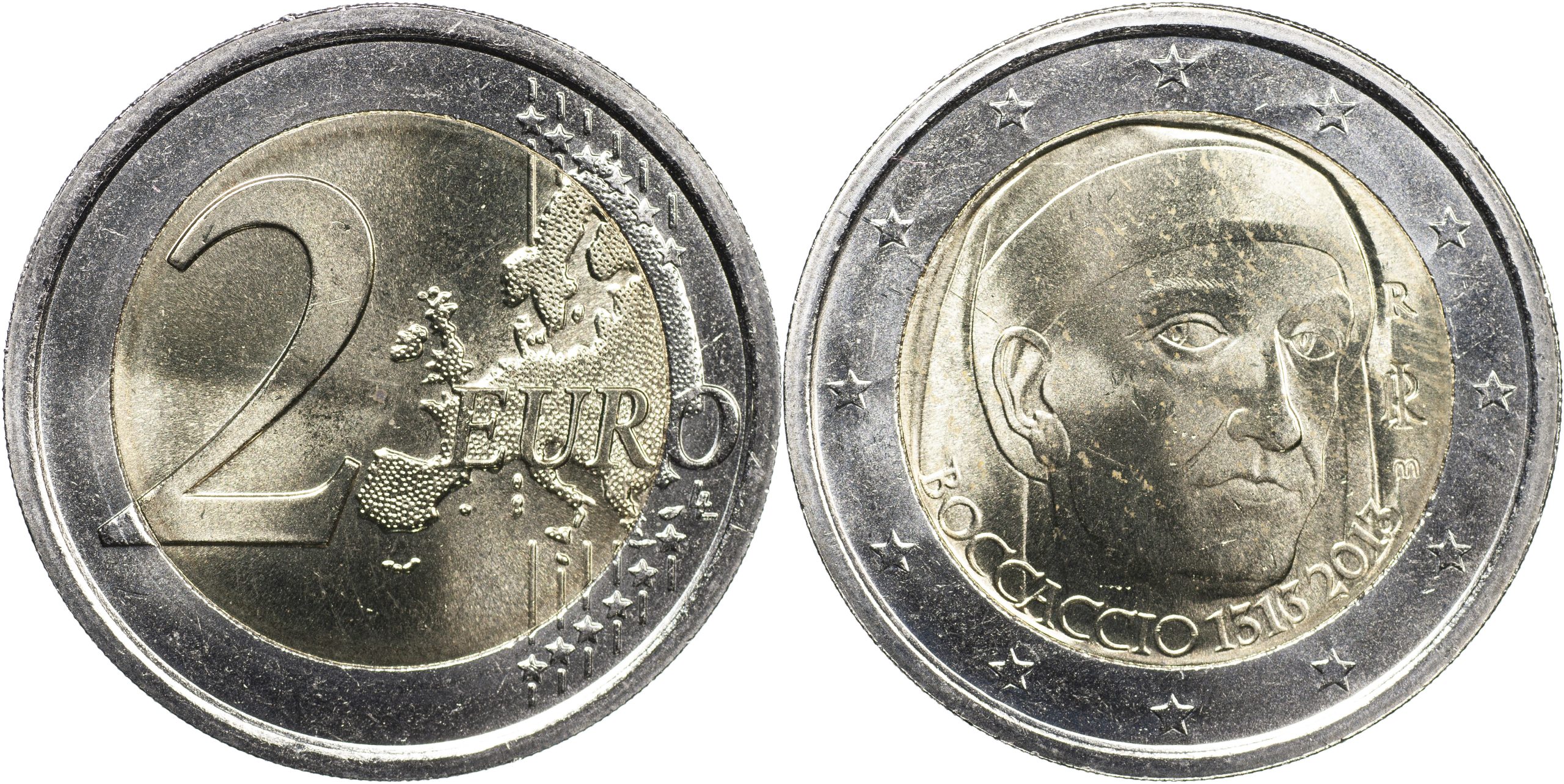 Италия Монета 2 евро. 2013 (Unc. Биметалл) 700 лет со дня рождения Джованни Боккаччо