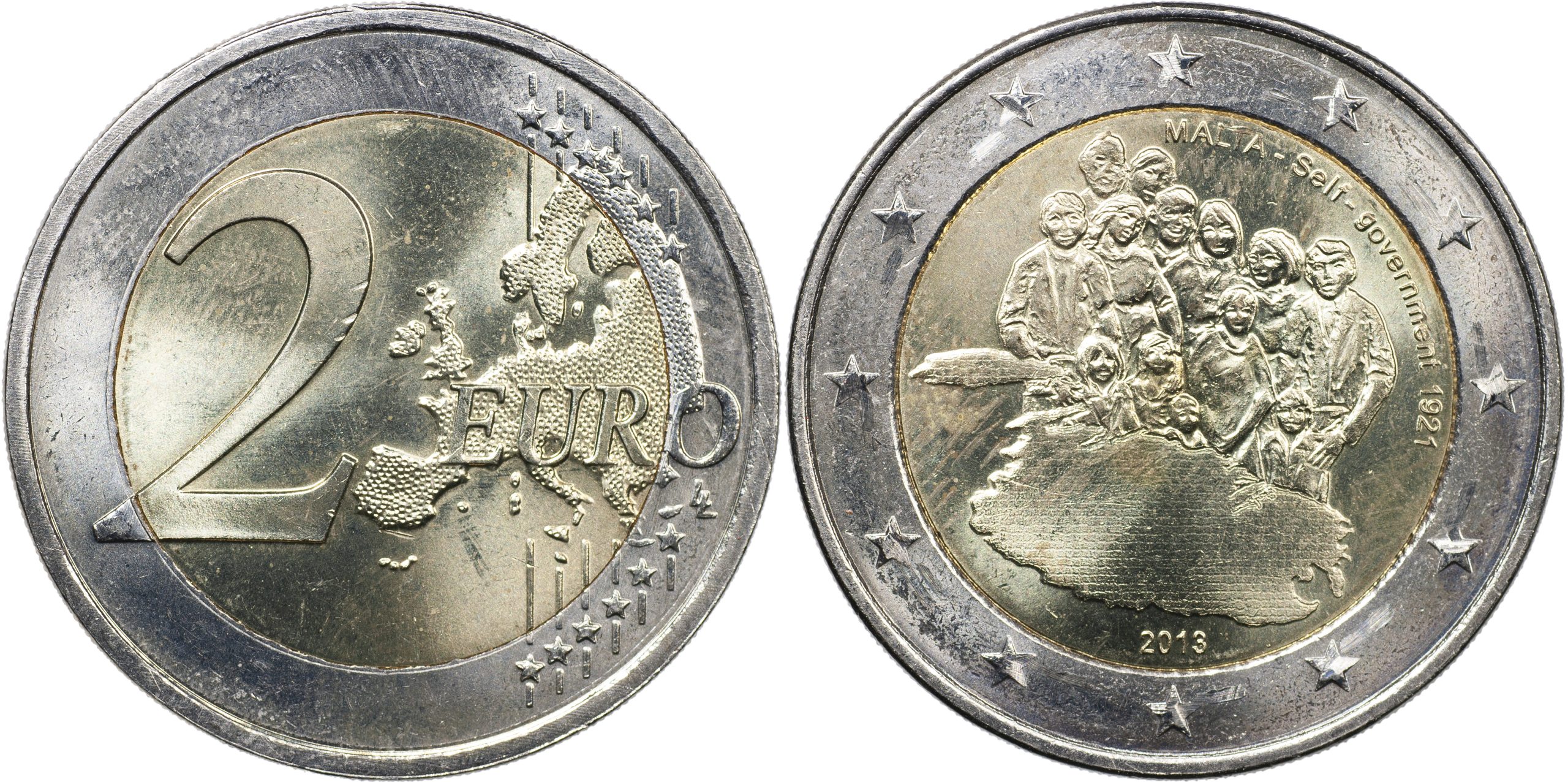 Мальта Монета 2 евро. 2013 (Unc. Биметалл) Собственное правительство 1921 года