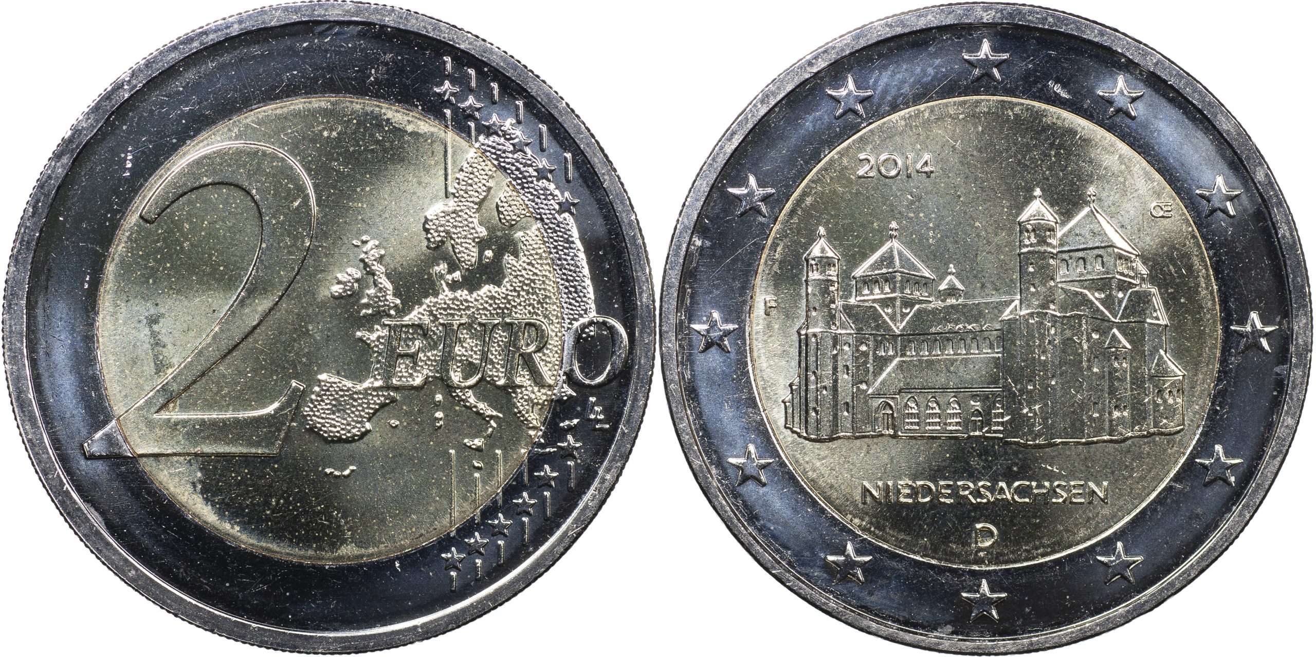 Германия Монета 2 евро. 2014.F (Unc. Биметалл) Федеральные земли. Нижняя Саксония