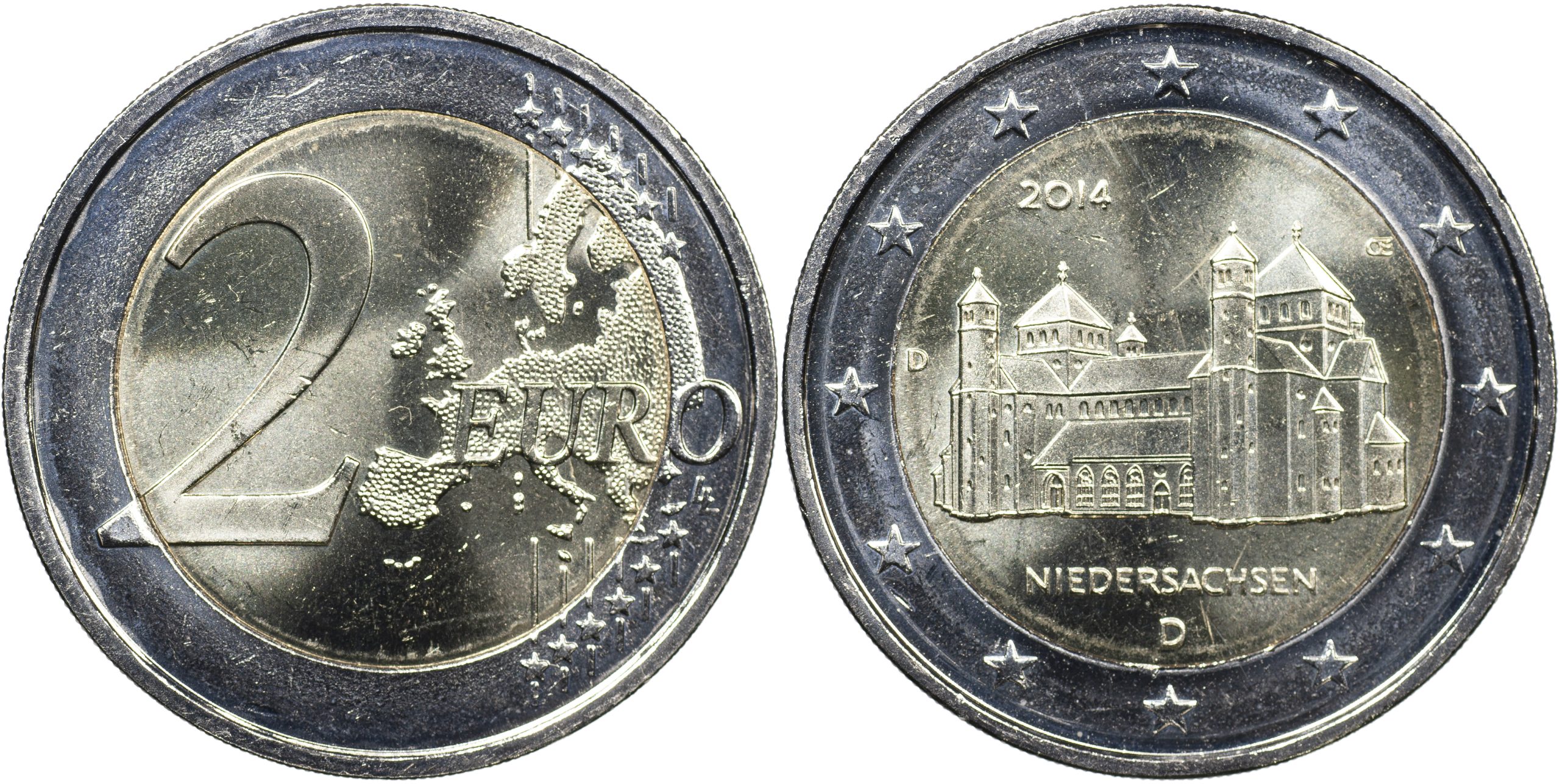 Германия Монета 2 евро. 2014.D (Unc. Биметалл) Федеральные земли. Нижняя Саксония