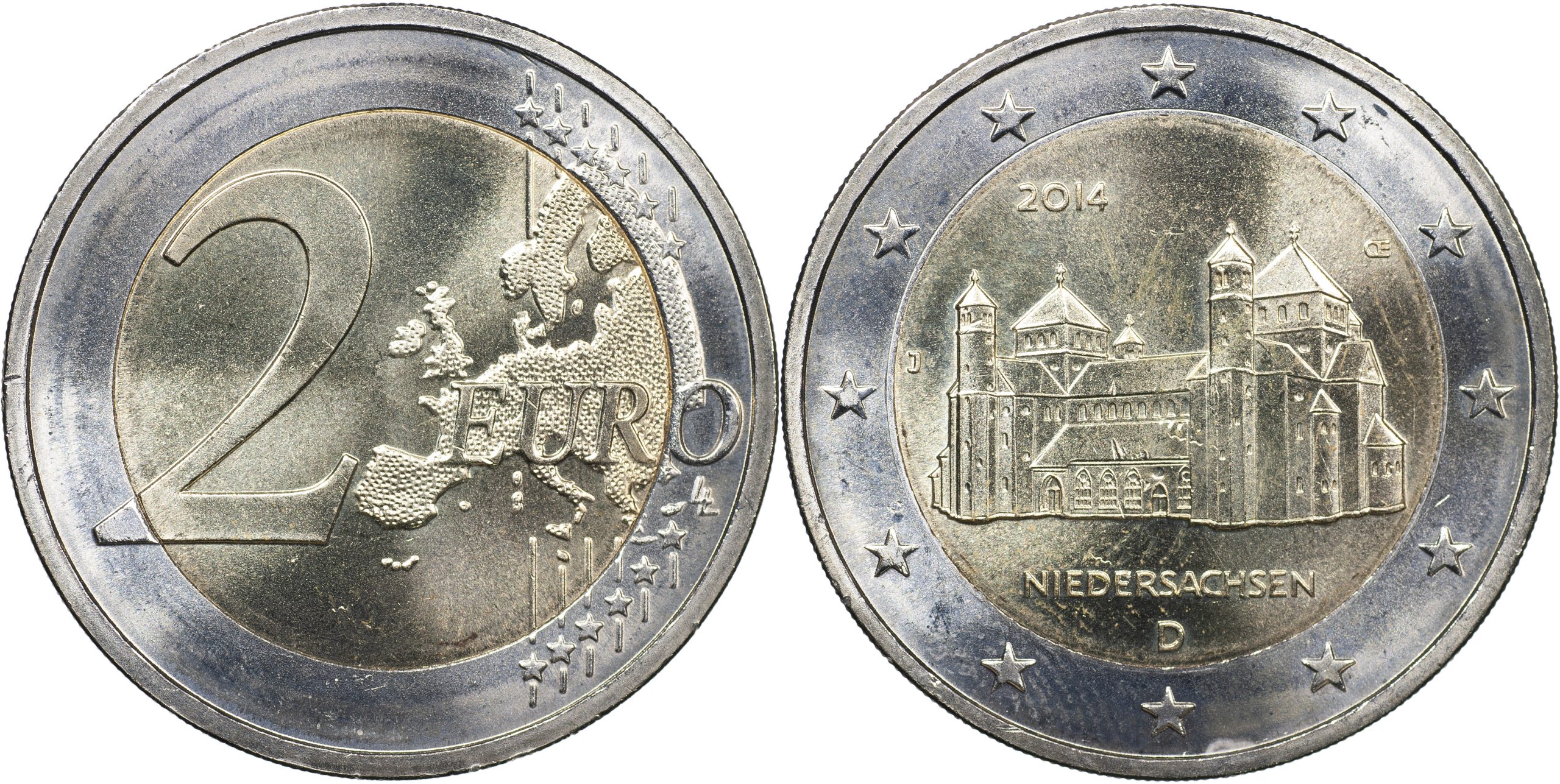 Германия Монета 2 евро. 2014.J (Unc. Биметалл) Федеральные земли. Нижняя Саксония