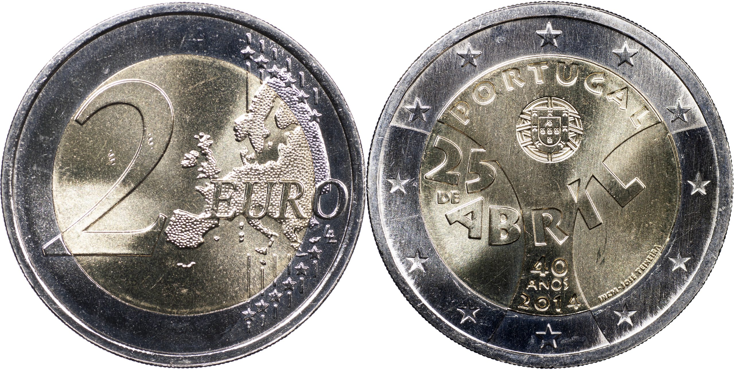 Португалия Монета 2 евро. 2014 (Unc. Биметалл) 40 лет Революции Гвоздик