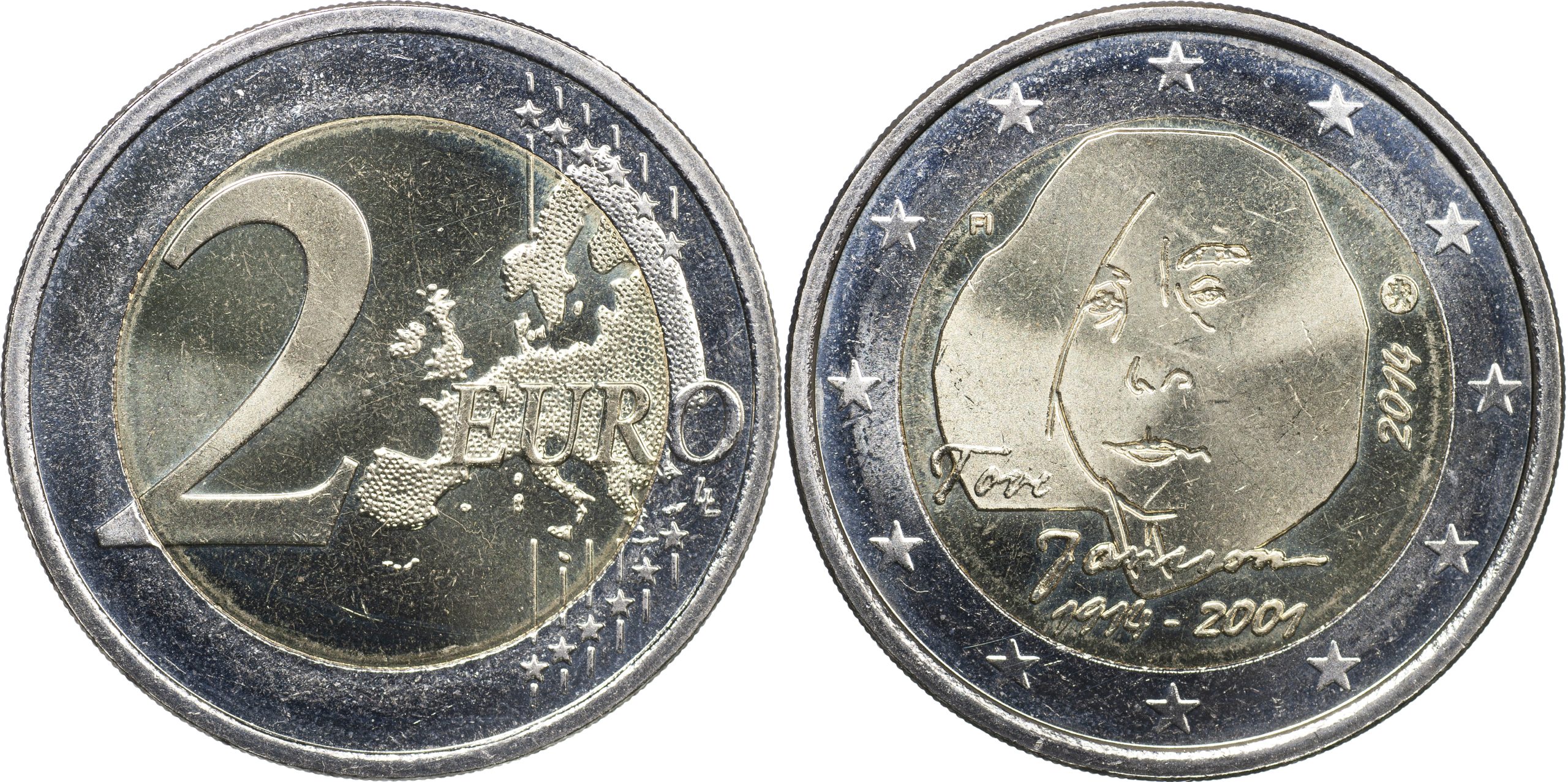 Финляндия Монета 2 евро. 2014 (Unc. Биметалл) 100 лет со дня рождения Туве Янссон