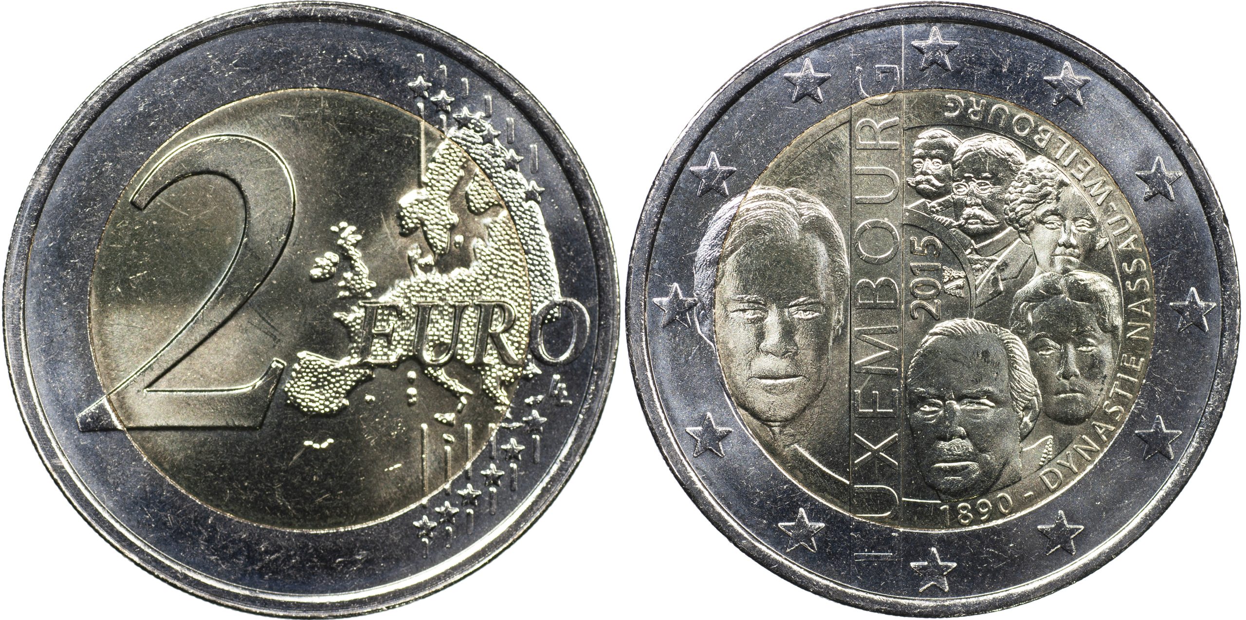 Люксембург Монета 2 евро. 2015 (Unc. Биметалл) 125 лет династии Нассау-Вайлбург