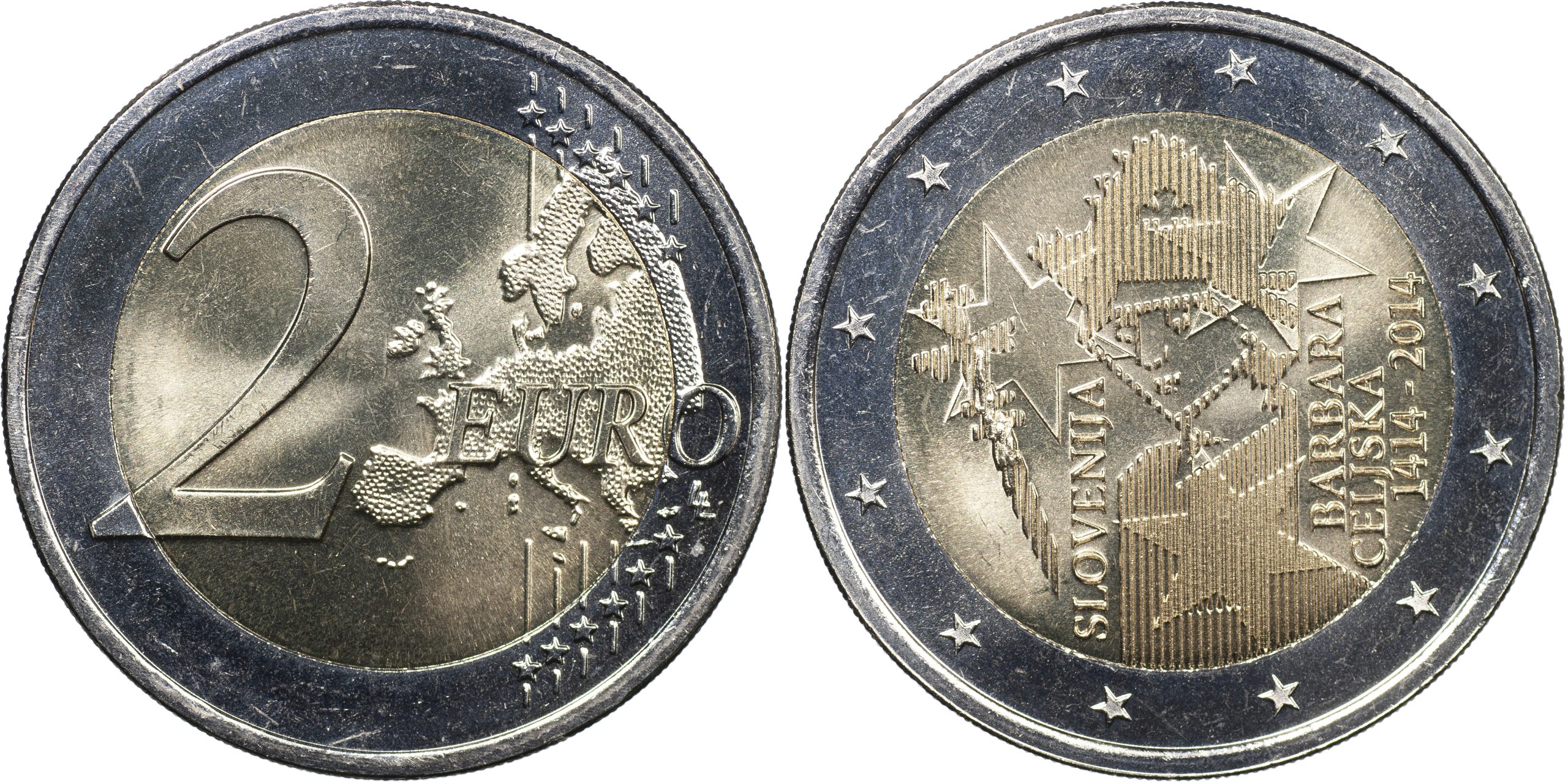 Словения Монета 2 евро. 2015 (Unc. Биметалл) 600 лет коронации Барбары Цилли