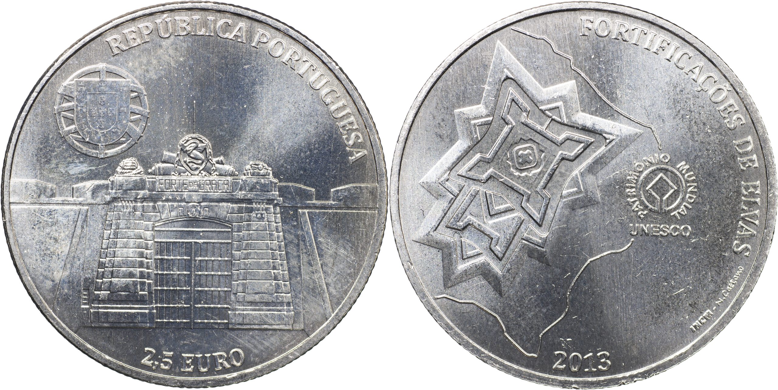 Португалия Монета 2.5 евро. 2013 (Unc) Гарнизонный пограничный город Элваш и его укрепления