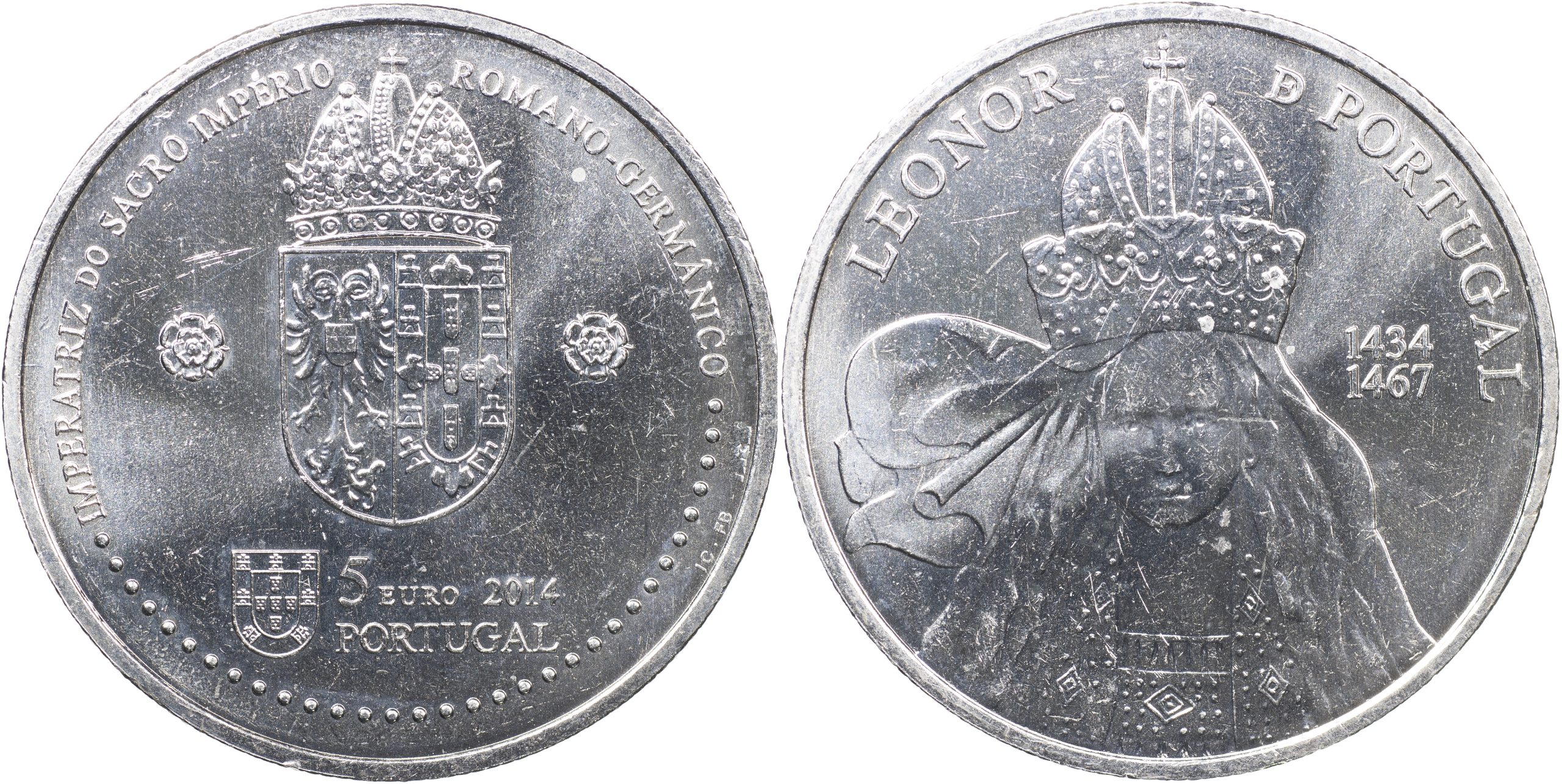 Португалия Монета 5 евро. 2014 (Unc) Императрица Элеанора Португальская