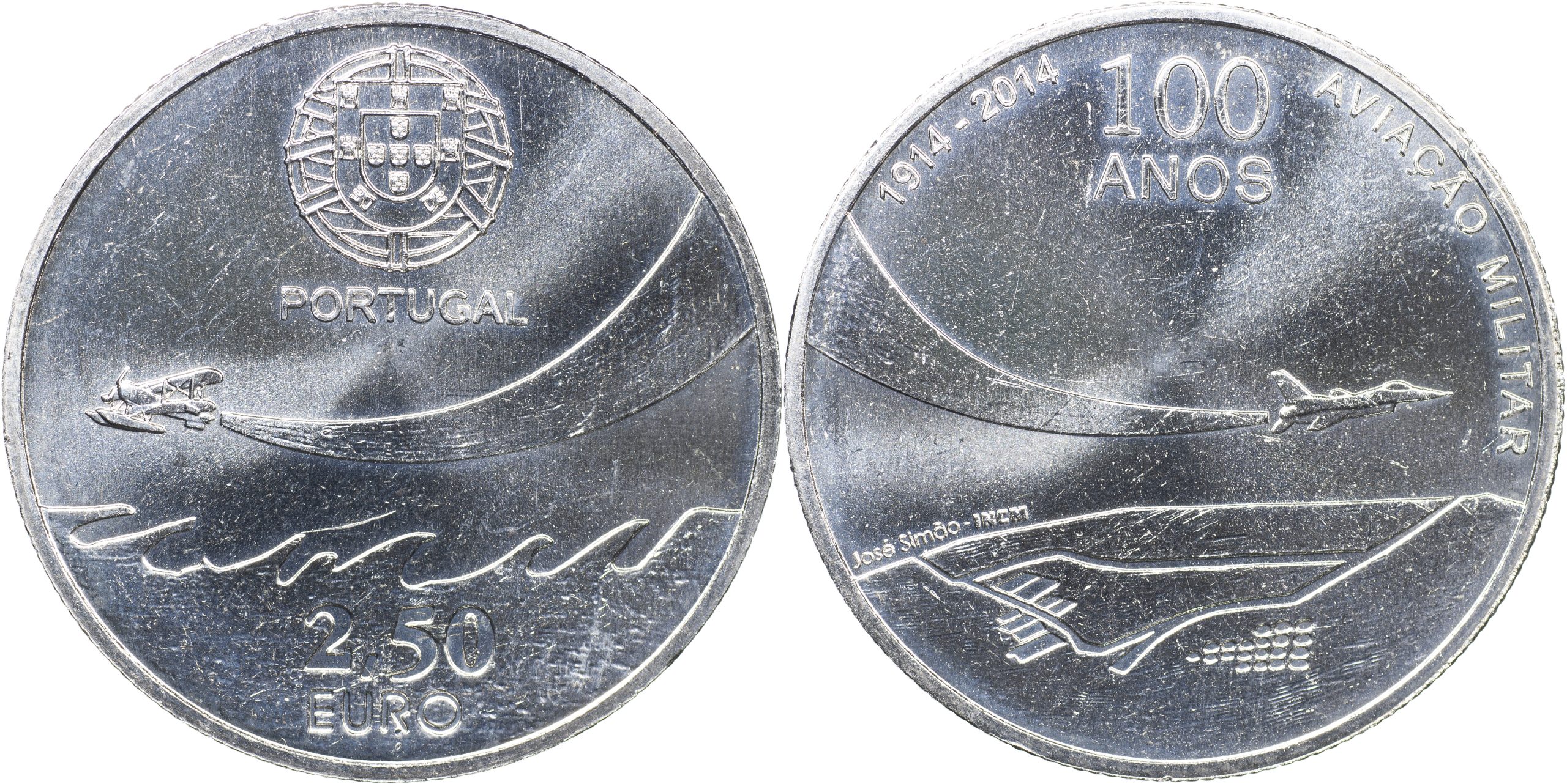 Португалия Монета 2.5 евро. 2014 (Unc) 100 лет военной авиации