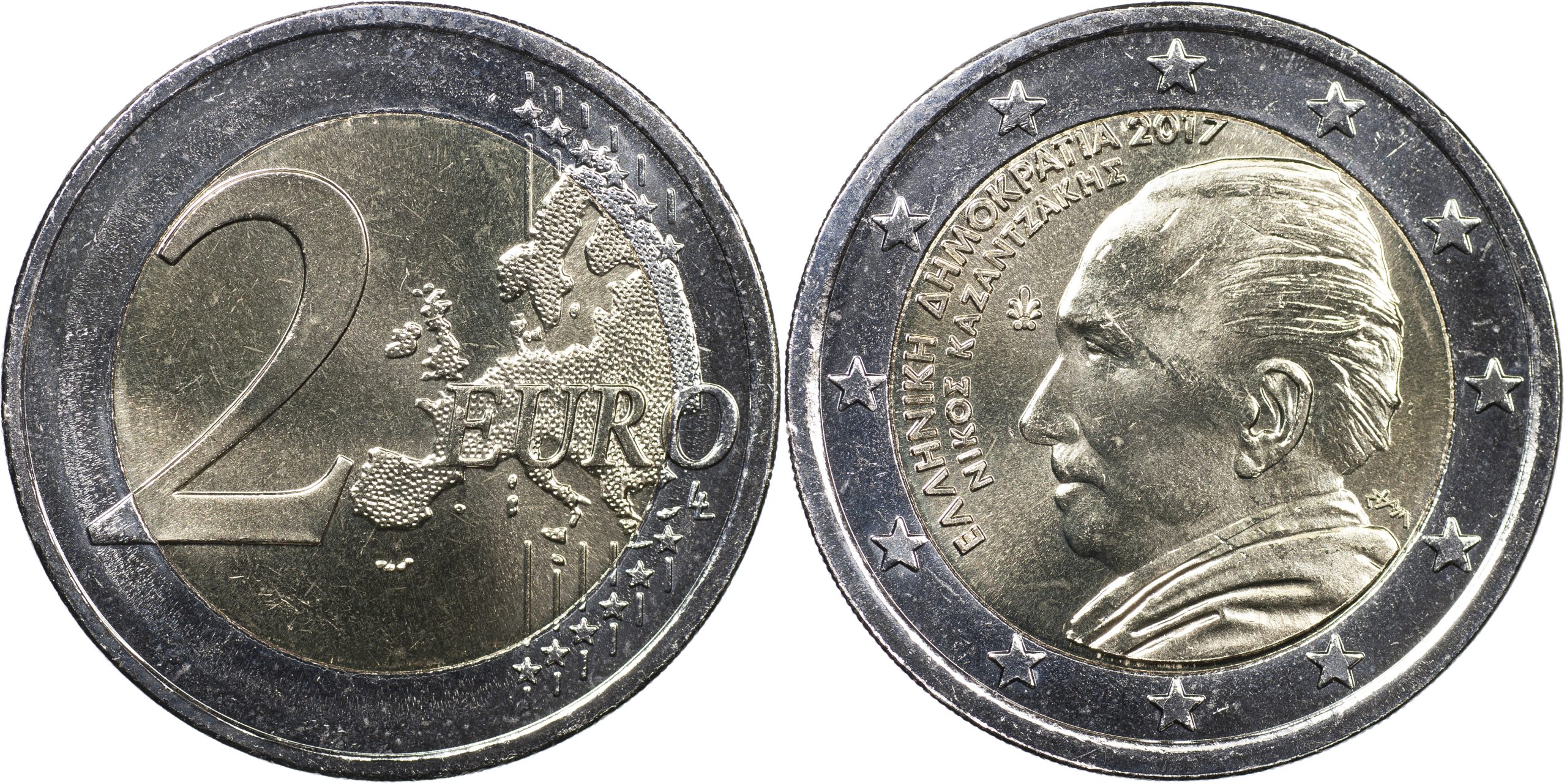 Греция Монета 2 евро. 2017 (Unc. Биметалл) 60 лет со дня смерти Никоса Казандзакиса