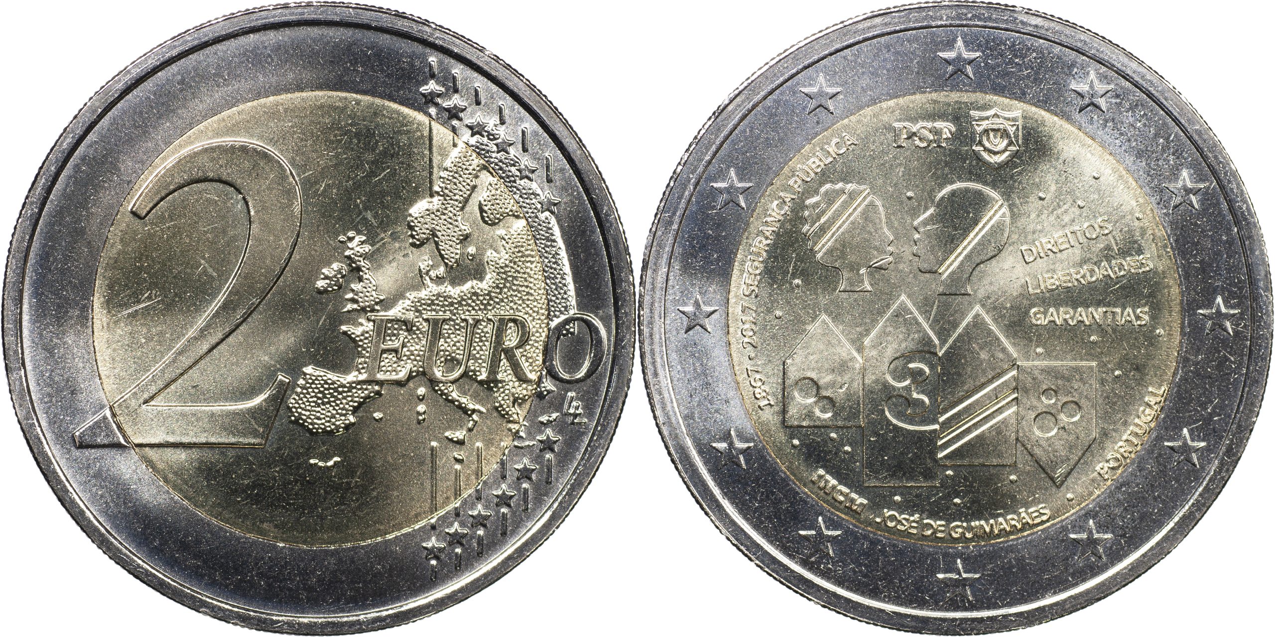 Португалия Монета 2 евро. 2017 (Unc. Биметалл) 150 лет Полиции общественной безопасности