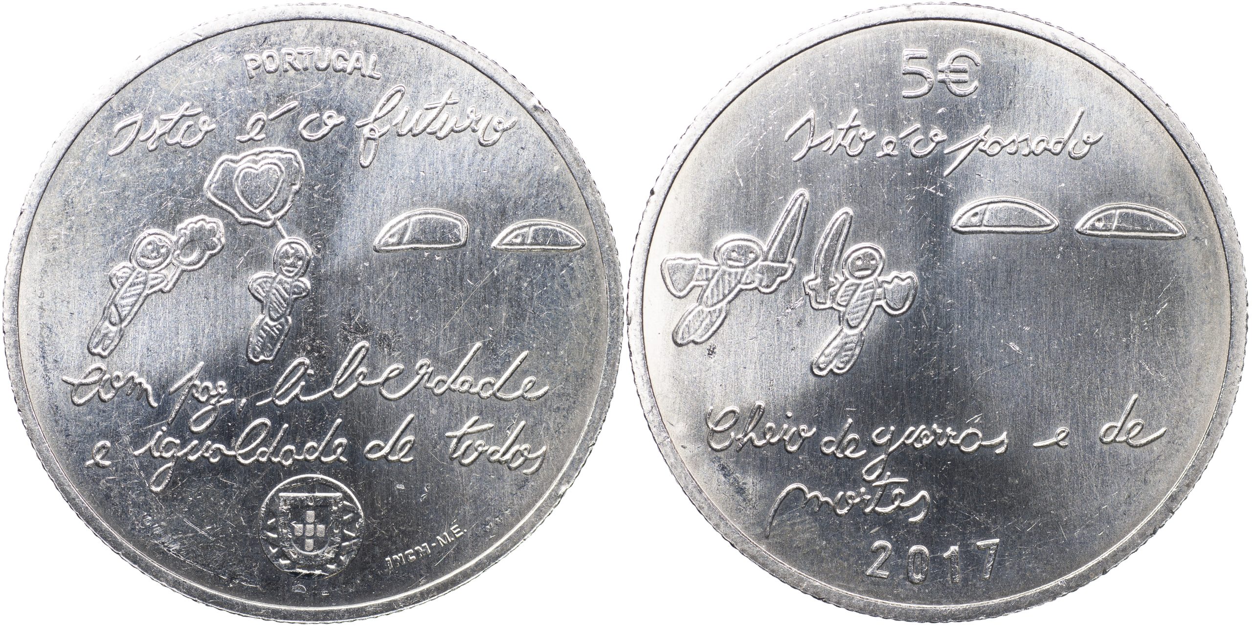 Португалия Монета 5 евро. 2017 (Unc) Конкурс "Нарисуй монету". Будущее