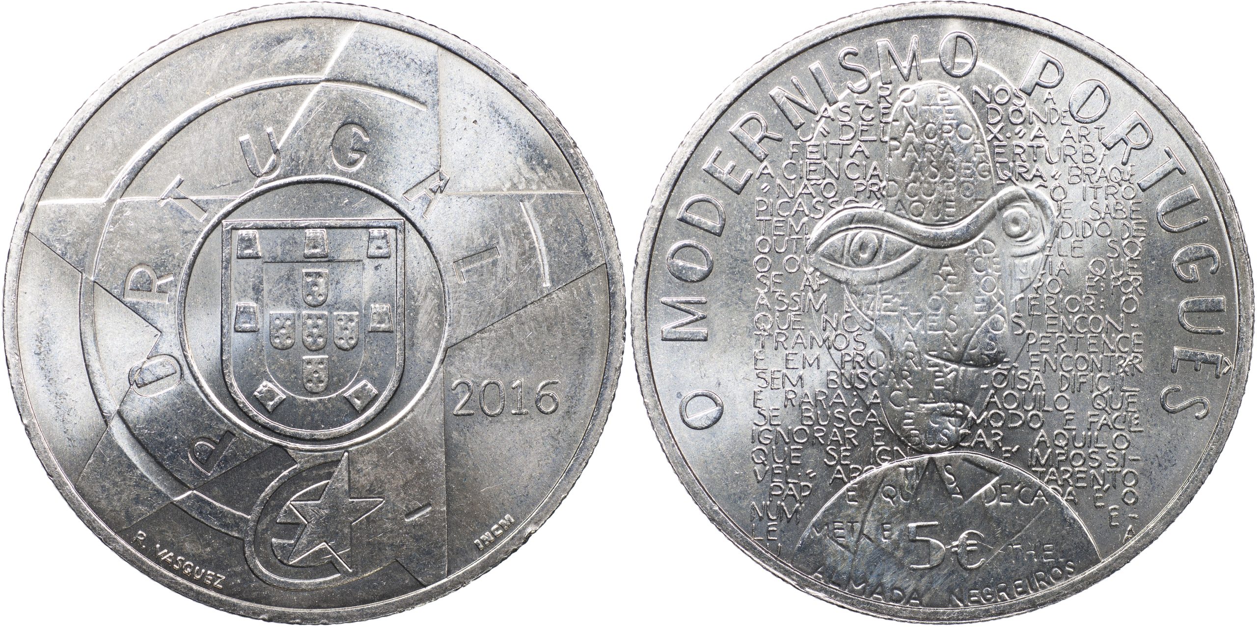 Португалия Монета 5 евро. 2016 (Unc) Модернизм