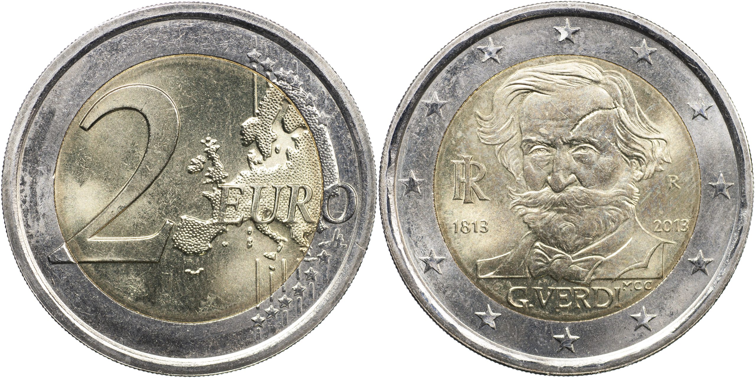 Италия Монета 2 евро. 2013 (Unc. Биметалл) 200 лет со дня рождения Джузеппе Верди