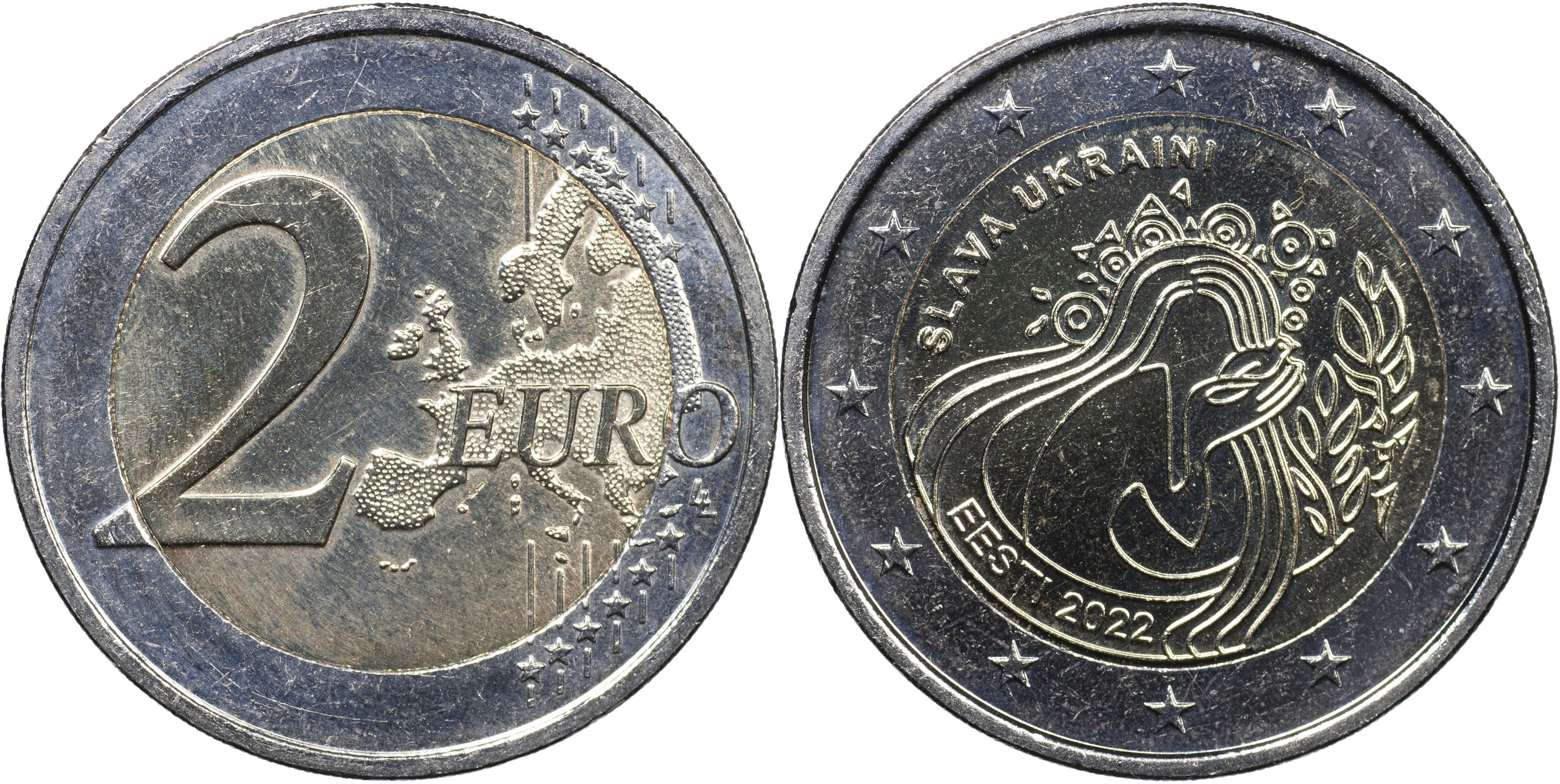 Эстония Монета 2 евро. 2022 (Unc. Биметалл) Украина
